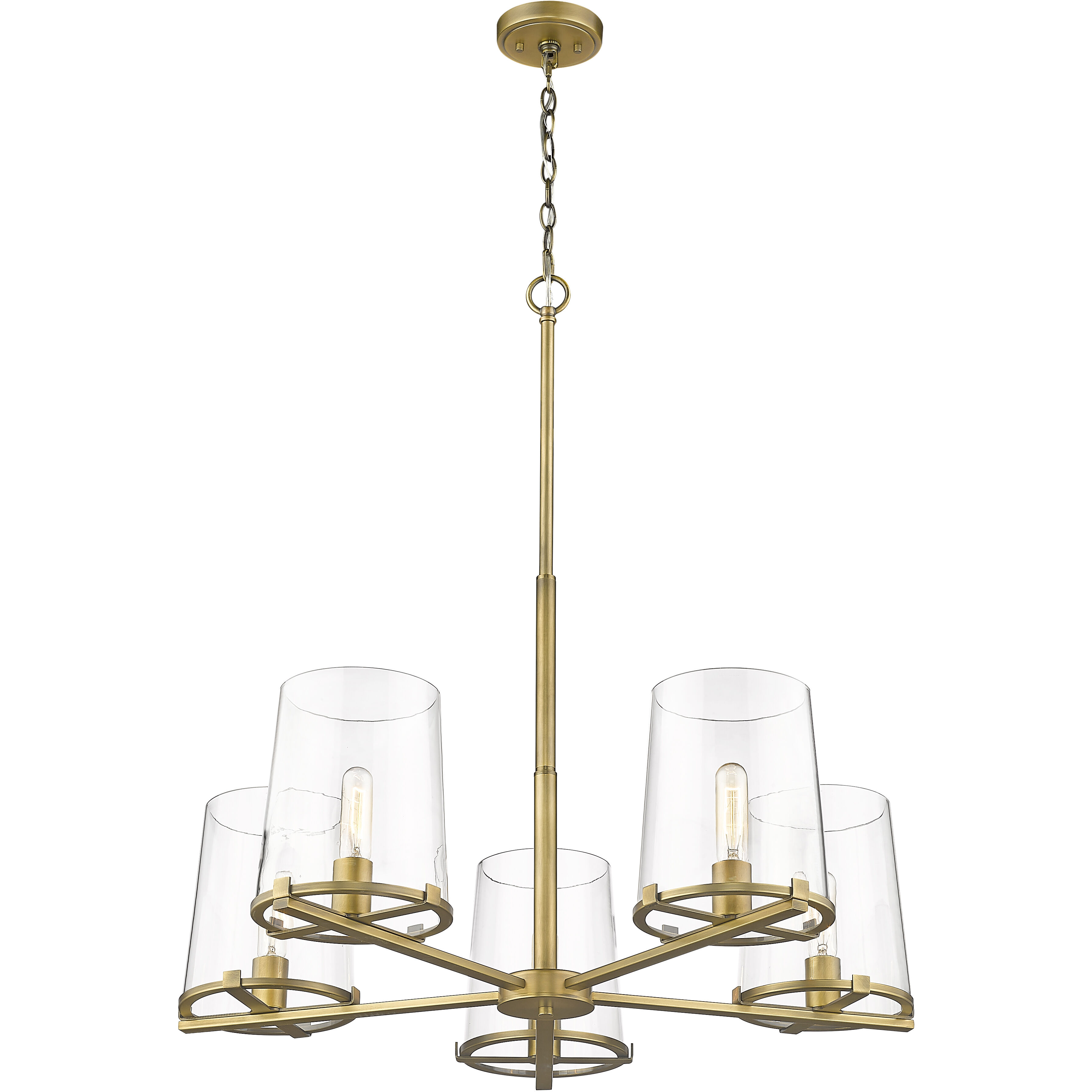 Callista 5 Light 33 inch Rubbed Brass Chandelier Ceiling Light