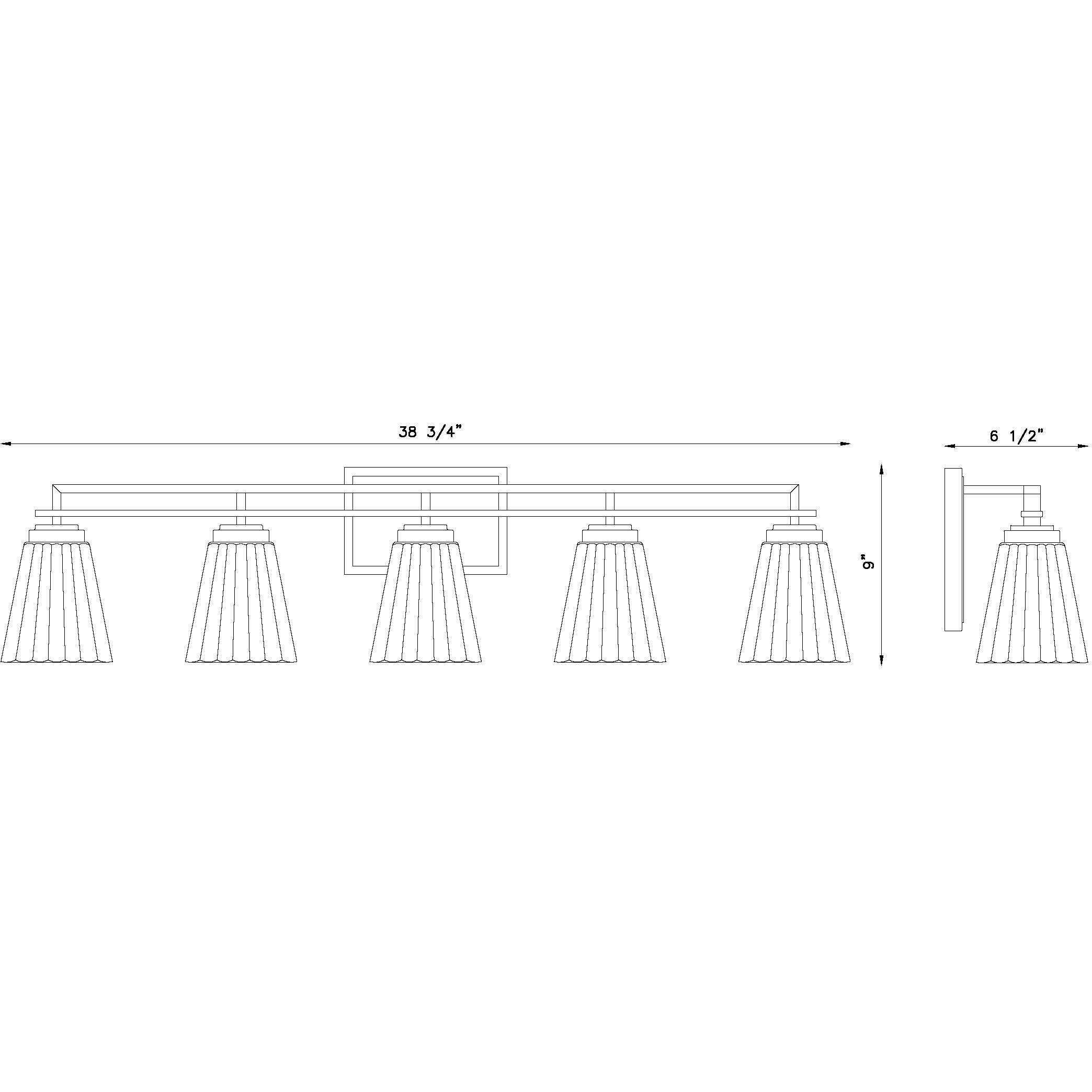 Lyna 5 Light 38.75 inch Matte Black Vanity Wall Light