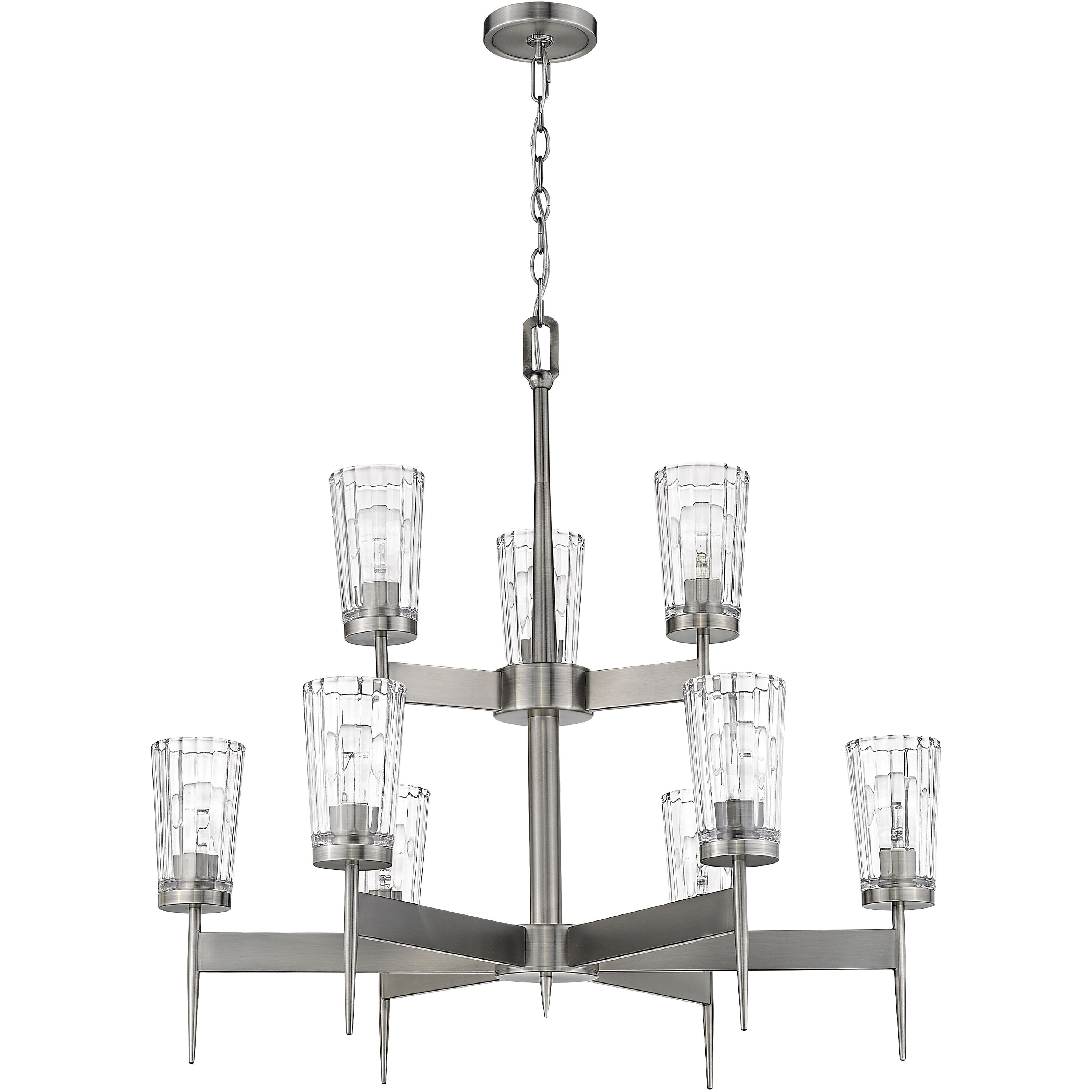 Flair 9 Light 31 inch Antique Nickel Chandelier Ceiling Light in 23