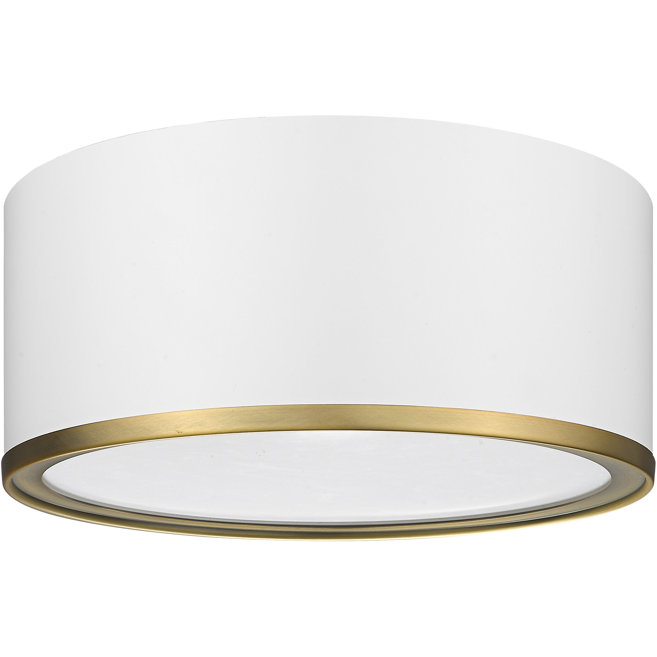 Arlo 2 Light 12.25 inch Matte White and Rubbed Brass Flush Mount Ceiling Light