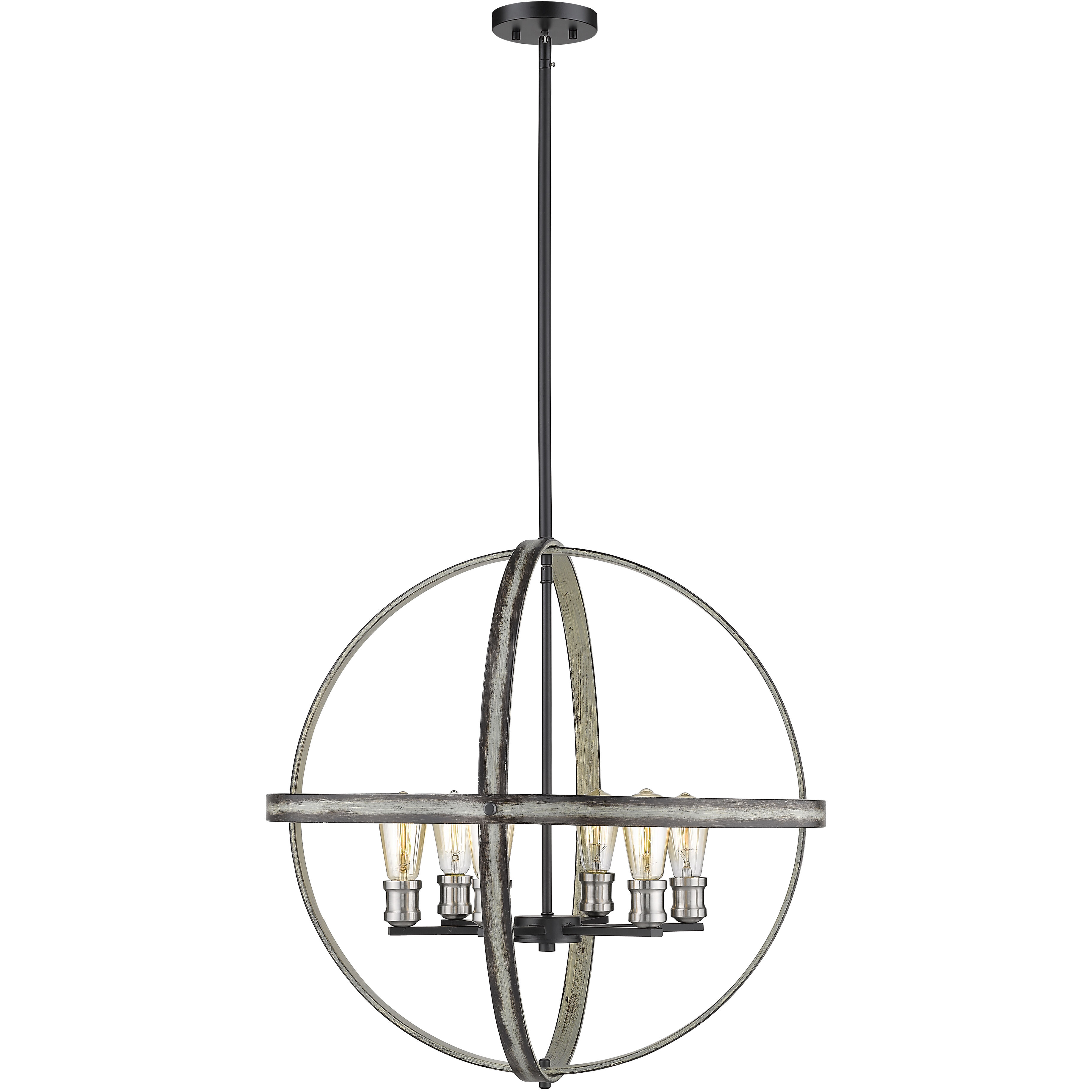 Kirkland 6 Light 26 inch Ashen Barnboard Chandelier Ceiling Light