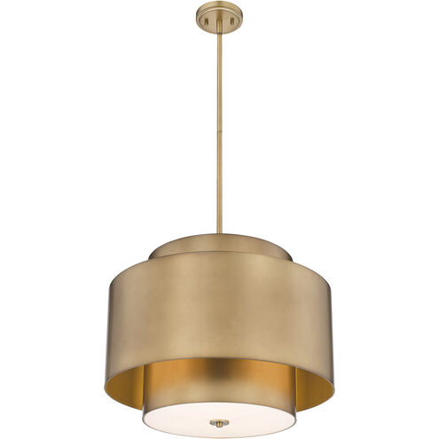 Harlech 3 Light 24.5 inch Rubbed Brass Chandelier Ceiling Light