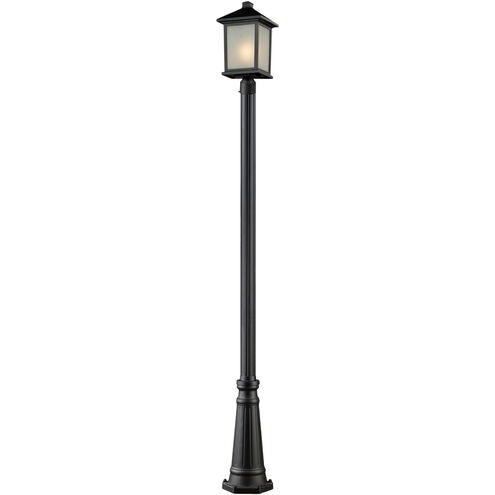 Holbrook 1 Light 112 inch Black Outdoor Post Mounted Fixture in White Seedy Glass