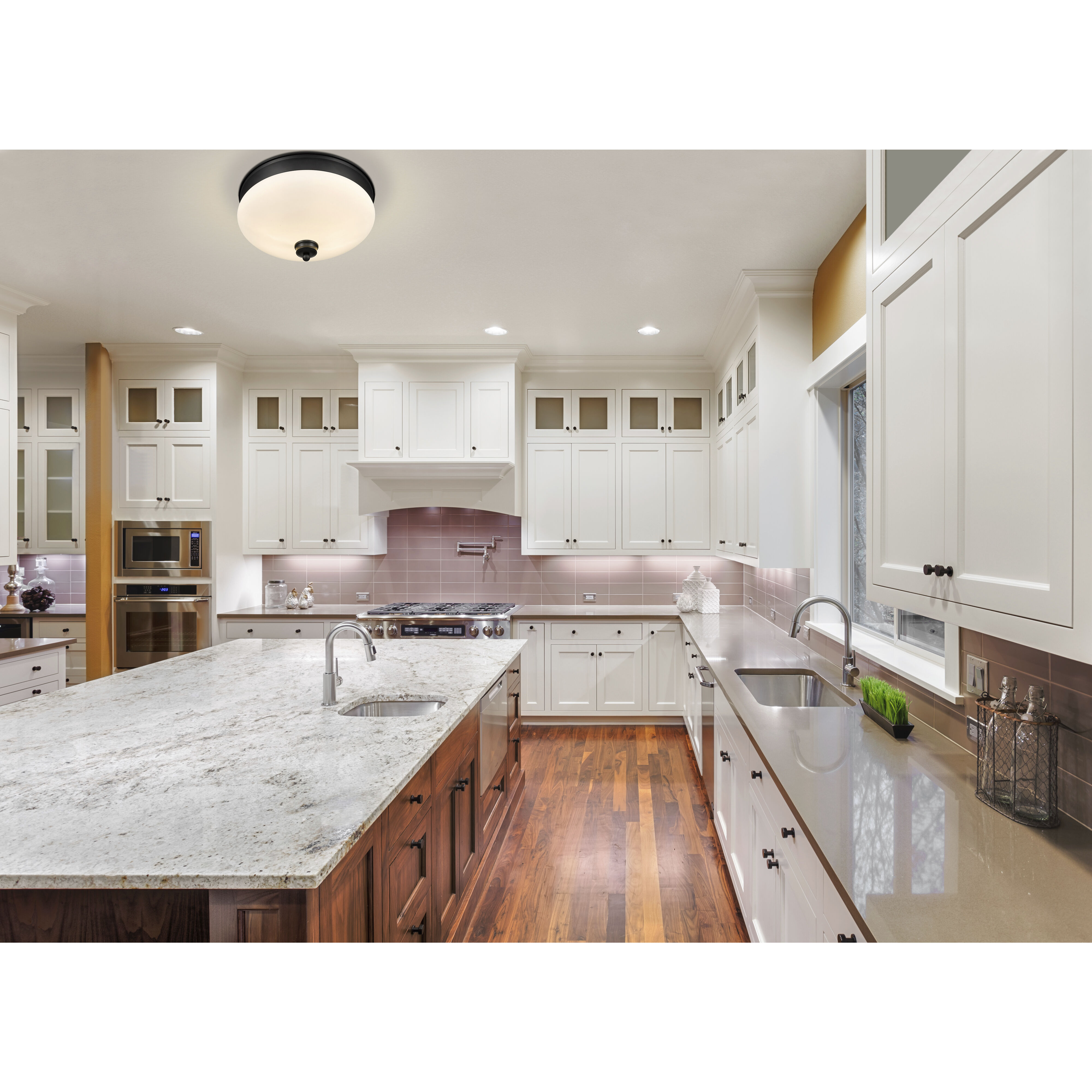 Amon 2 Light 13 inch Matte Black Flush Mount Ceiling Light