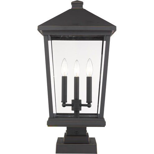 Beacon 3 Light 25 inch Oil Rubbed Bronze Outdoor Pier Mounted Fixture in 15.5