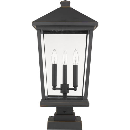 Beacon 3 Light 24.75 inch Oil Rubbed Bronze Outdoor Pier Mounted Fixture in 15.5