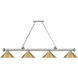 Cordon 4 Light 81.25 inch Brushed Nickel Billiard Ceiling Light in Rubbed Brass Metal