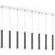 Forest LED 44.25 inch Chrome Linear Chandelier Ceiling Light in 8, Pearl Black Steel, 22