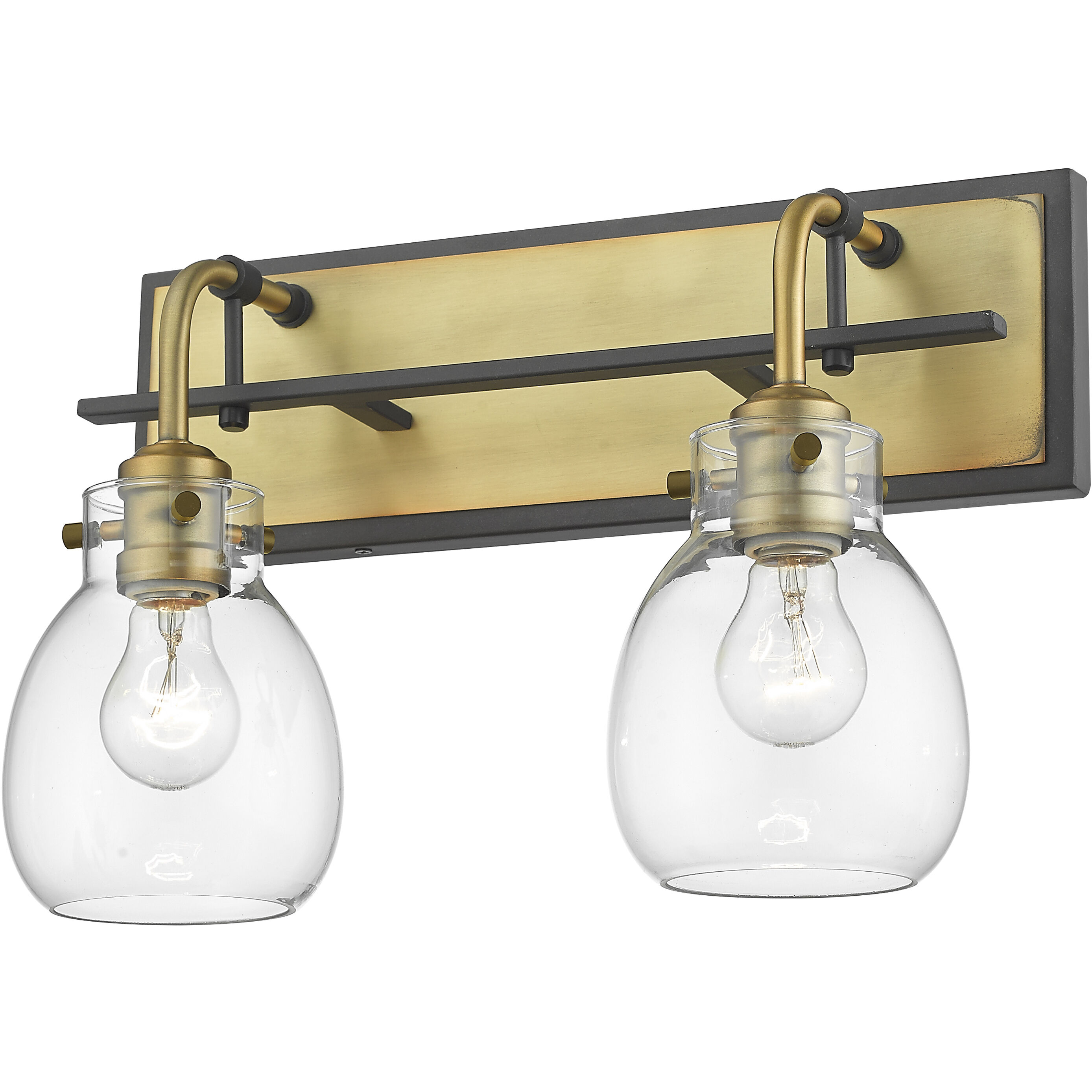 Kraken 2 Light 16 inch Matte Black and Olde Brass Wall Sconce Wall Light