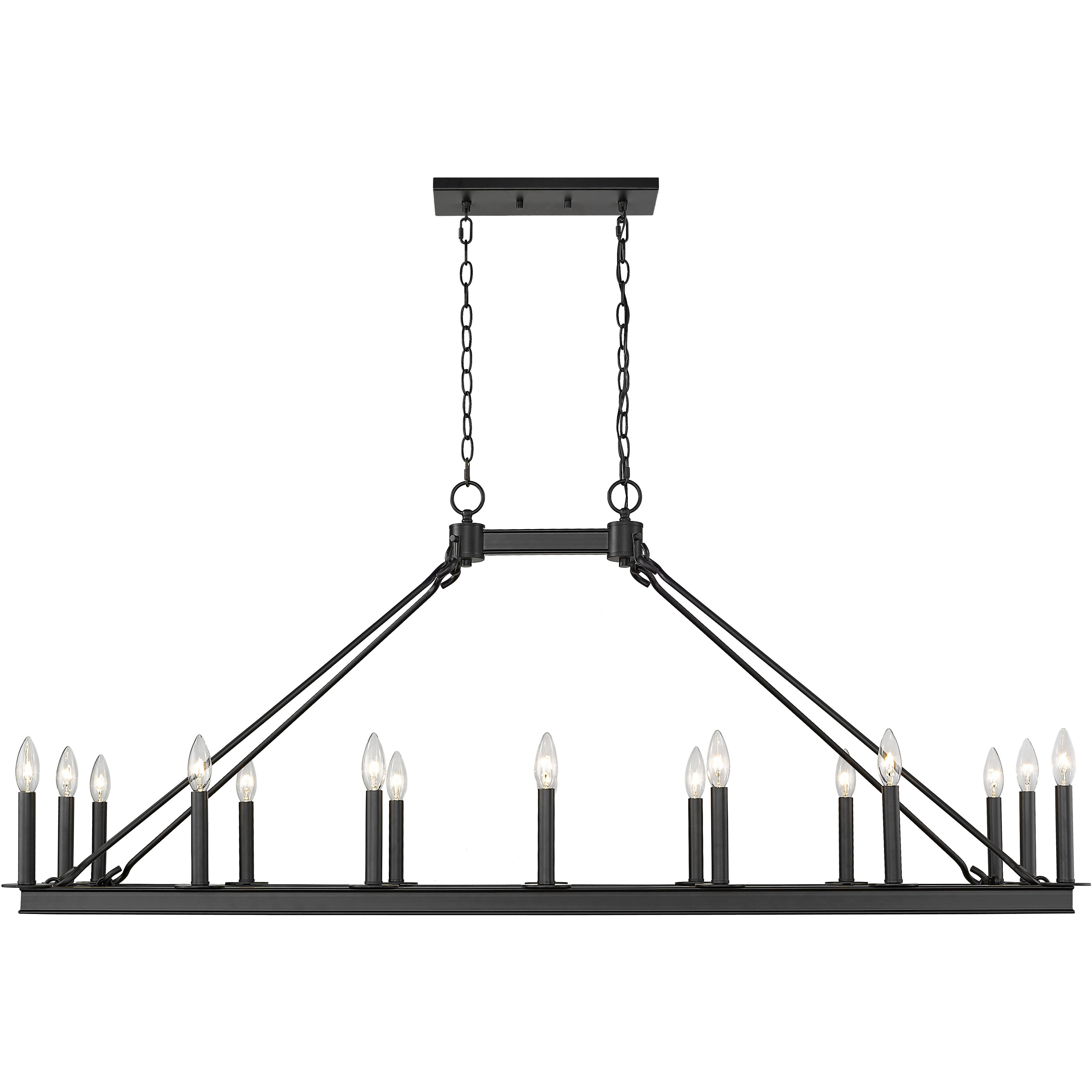 Barclay 16 Light 56 inch Matte Black Linear Chandelier Ceiling Light
