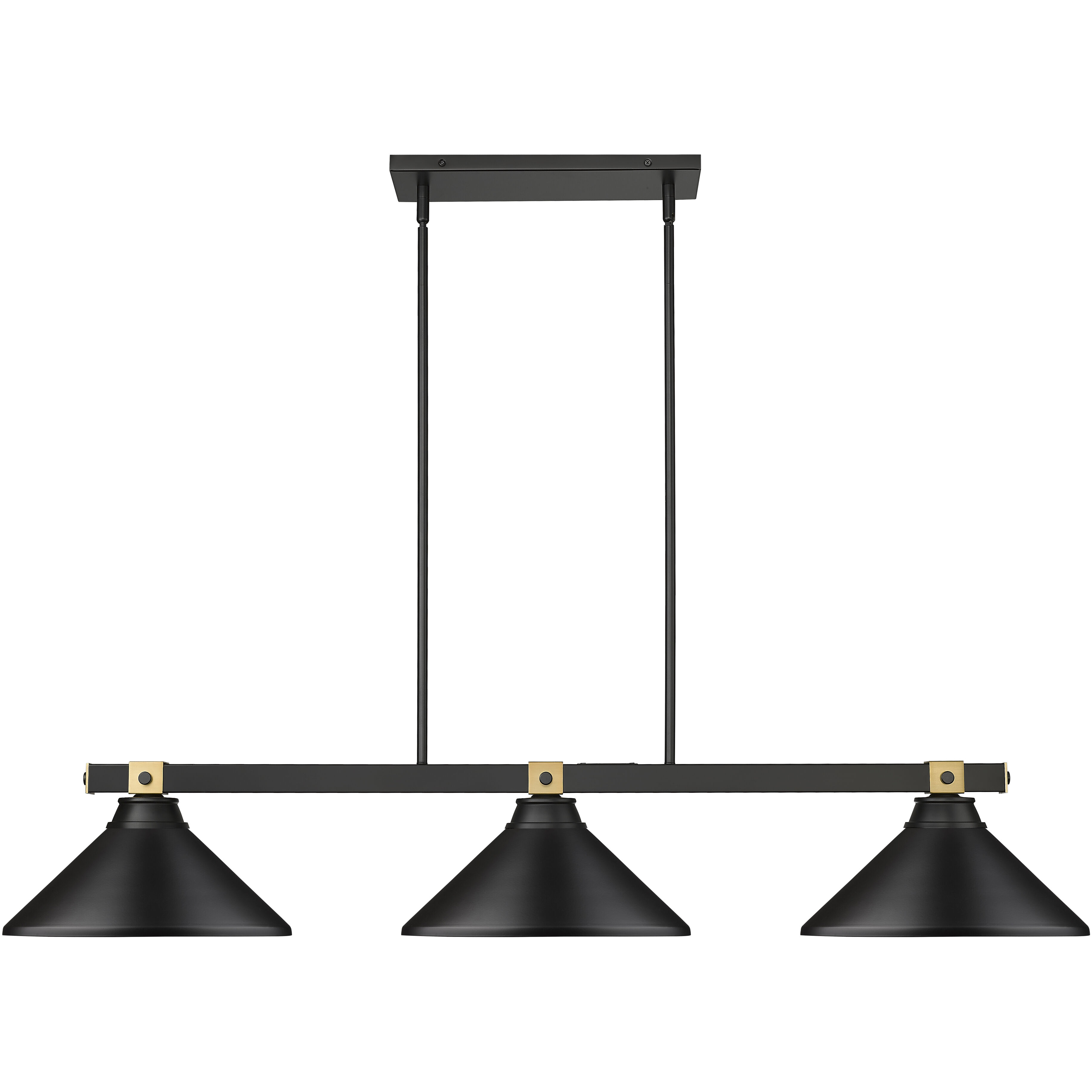 Bronte 3 Light 52.75 inch Matte Black and Rubbed Brass Billiard Light Ceiling Light