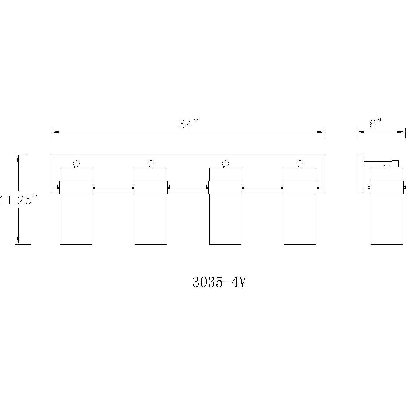 Fontaine 4 Light 34 inch Matte Black Vanity Wall Light