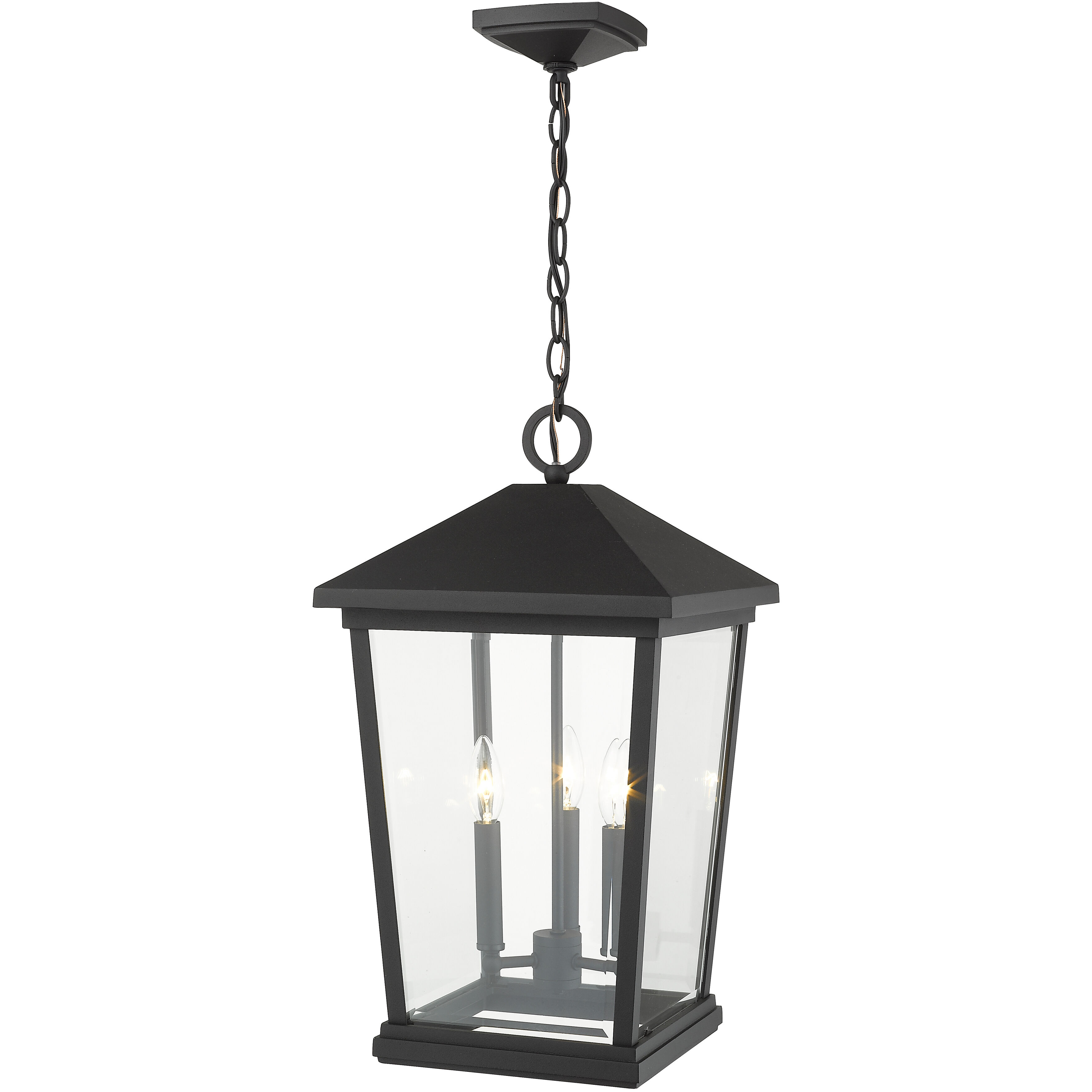 Beacon 3 Light 12 inch Black Outdoor Chain Mount Ceiling Fixture