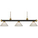 Riviera 3 Light 57 inch Bronze and Satin Gold Billiard Ceiling Light in White Plastic, 10.4