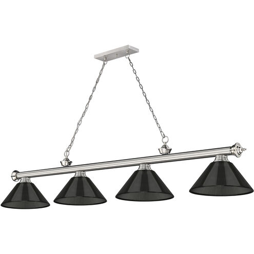 Cordon 4 Light 81.25 inch Brushed Nickel Billiard Ceiling Light in Smoke Acrylic