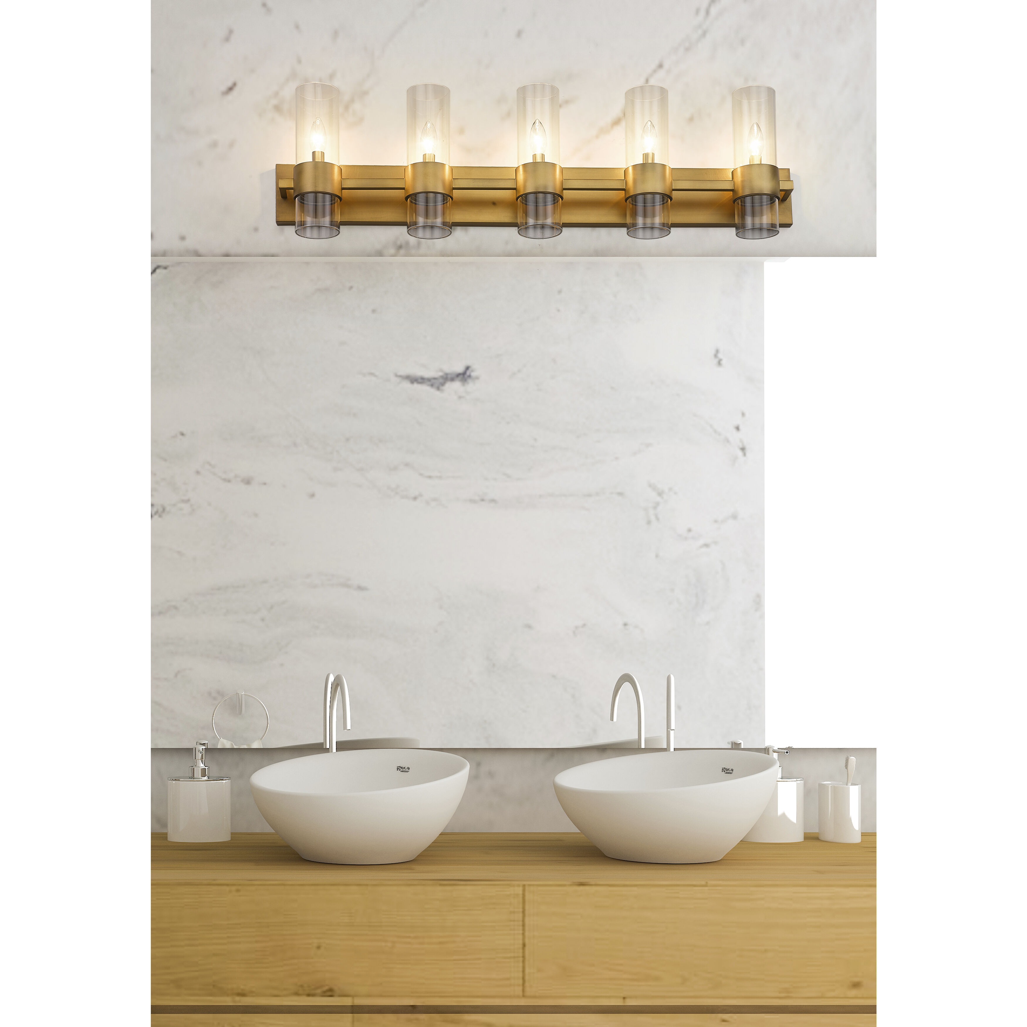 Lawson 5 Light 38 inch Rubbed Brass Vanity Wall Light