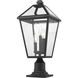 Talbot 3 Light 22 inch Black Outdoor Pier Mounted Fixture in Clear Beveled Glass