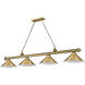 Cordon 4 Light 81.25 inch Rubbed Brass Billiard Ceiling Light in Rubbed Brass Metal
