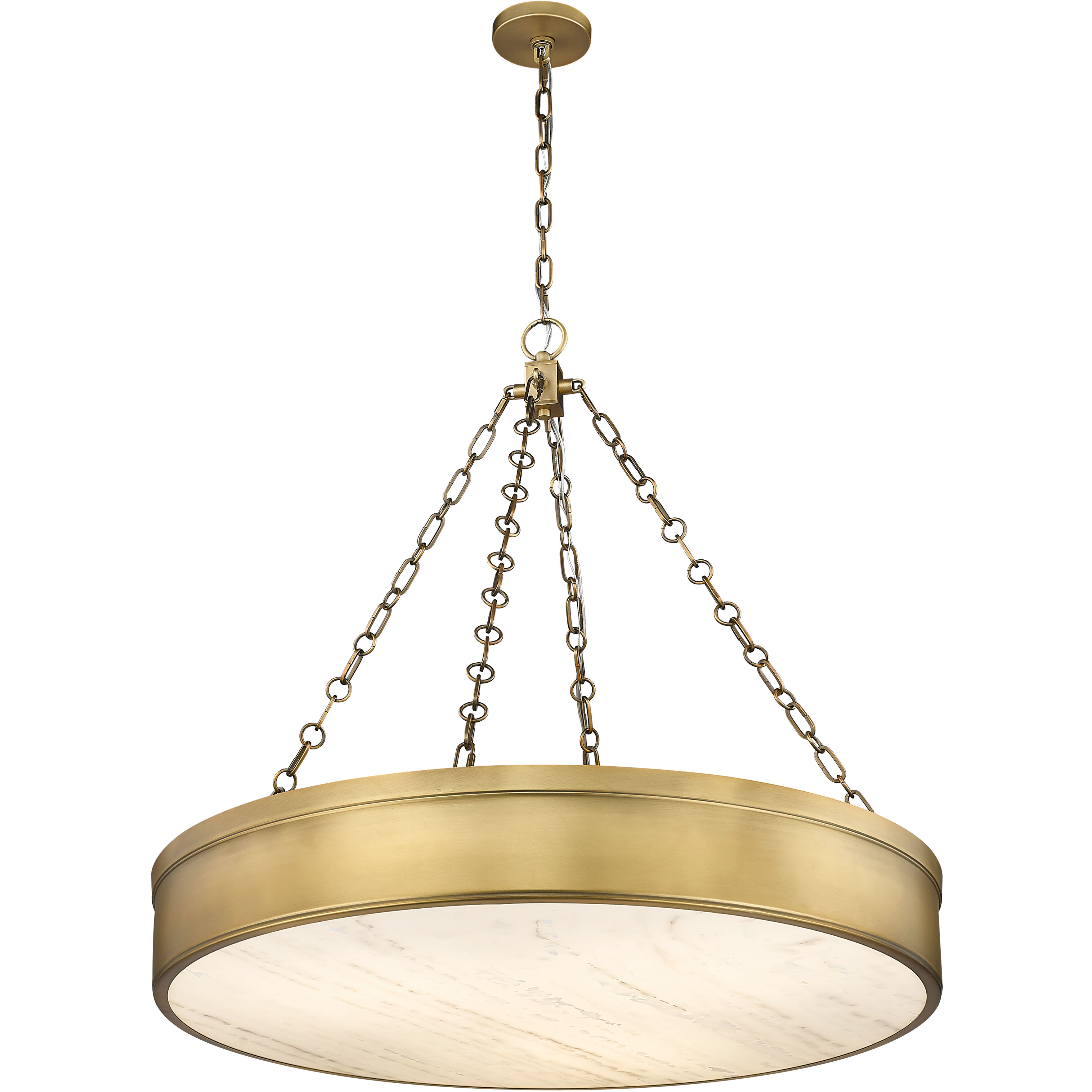 Anders LED 33 inch Rubbed Brass Chandelier Ceiling Light