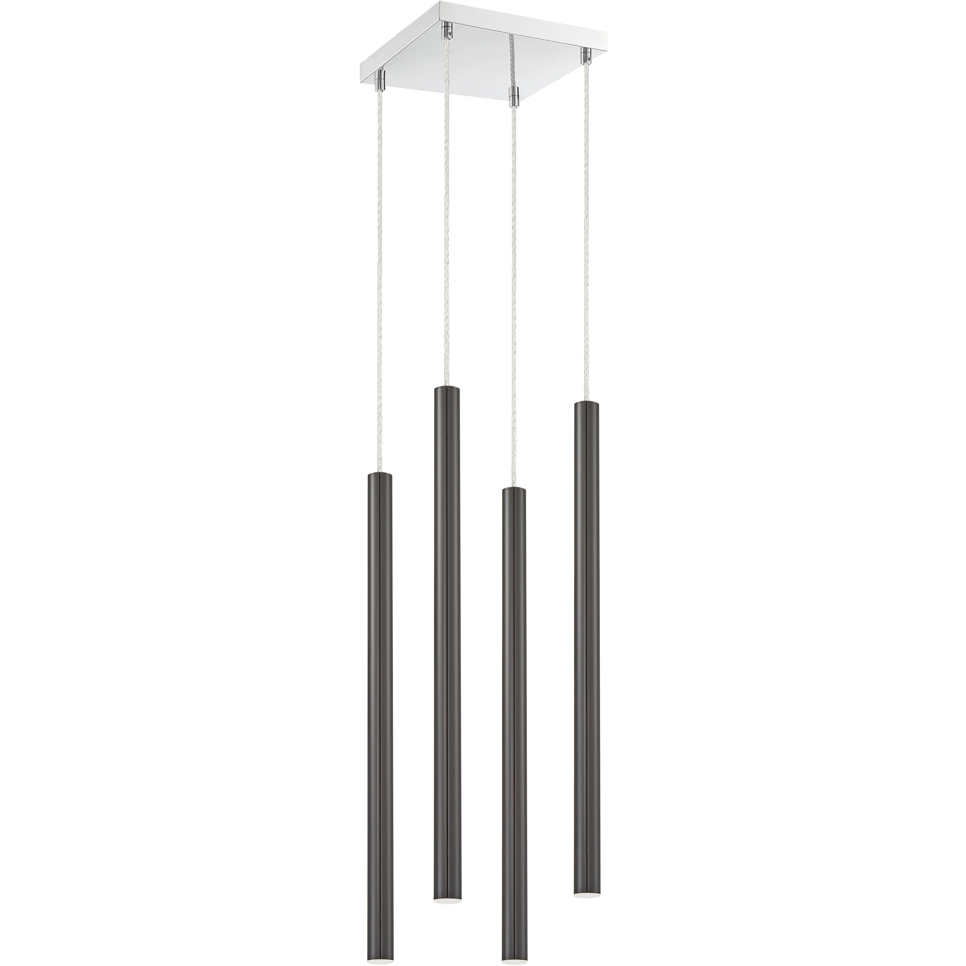 Forest LED 9.5 inch Chrome Chandelier Ceiling Light in 4, Pearl Black Steel, 15