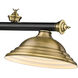 Cordon 3 Light 58 inch Matte Black and Rubbed Brass Billiard Ceiling Light in Rubbed Brass Metal