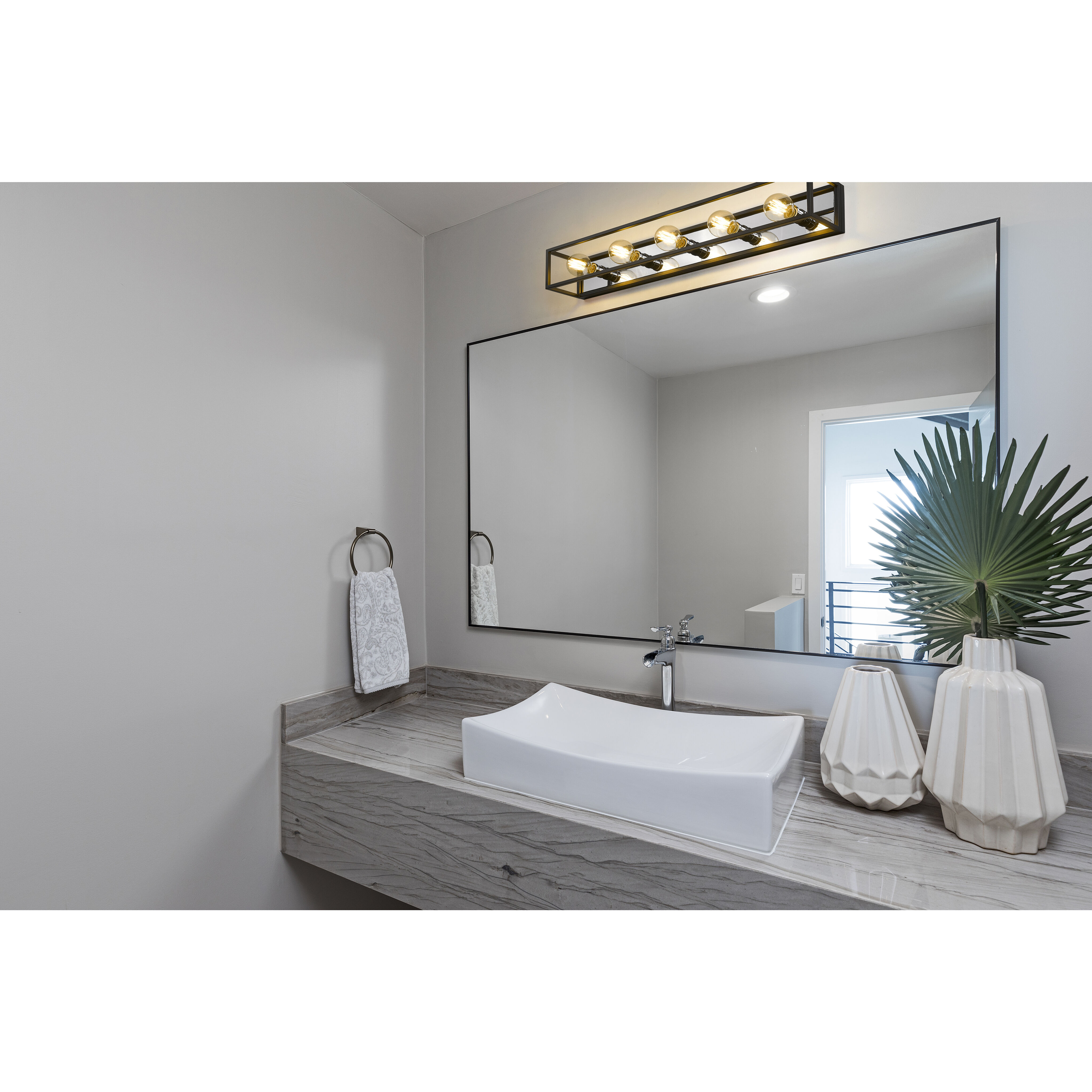 Kube 5 Light 39.5 inch Matte Black and Chrome Vanity Wall Light