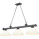 Cordon 3 Light 57.25 inch Bronze Plate Billiard Ceiling Light in White Plastic