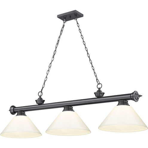 Cordon 3 Light 57.25 inch Bronze Plate Billiard Ceiling Light in White Plastic