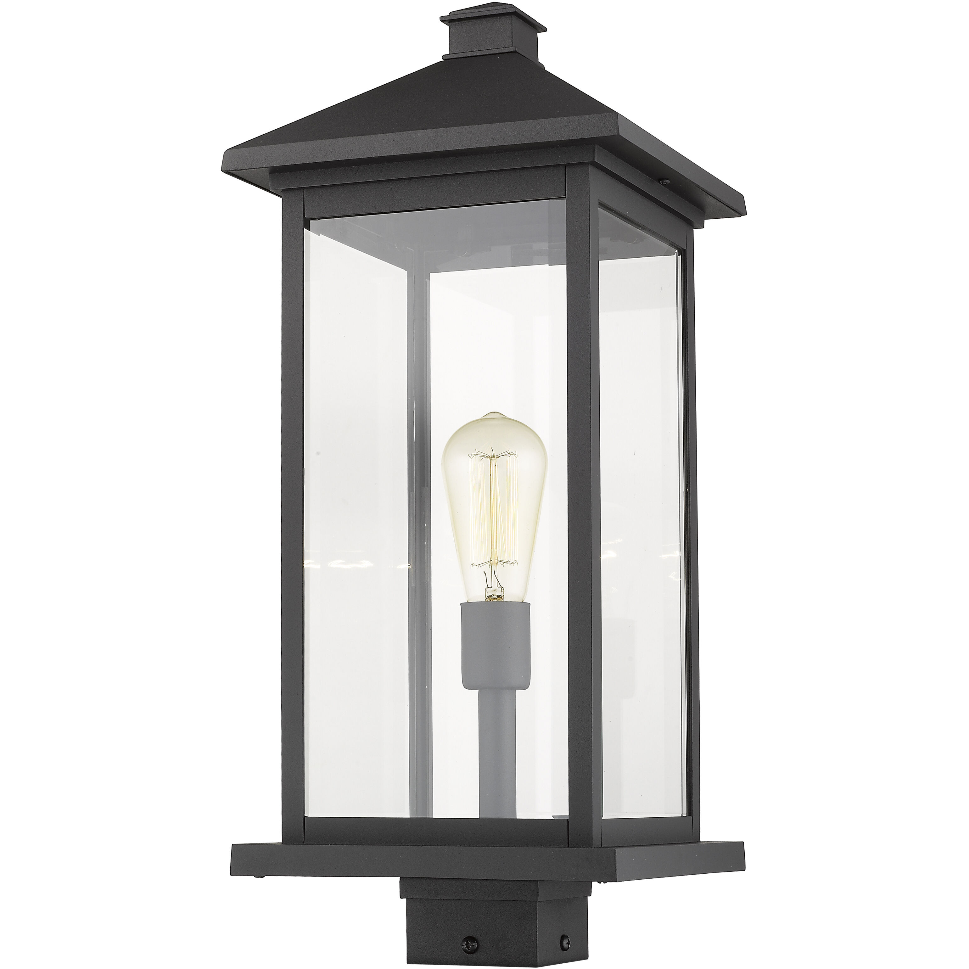 Portland 1 Light 22.5 inch Black Outdoor Post Mount Fixture in Clear Beveled Glass, 12