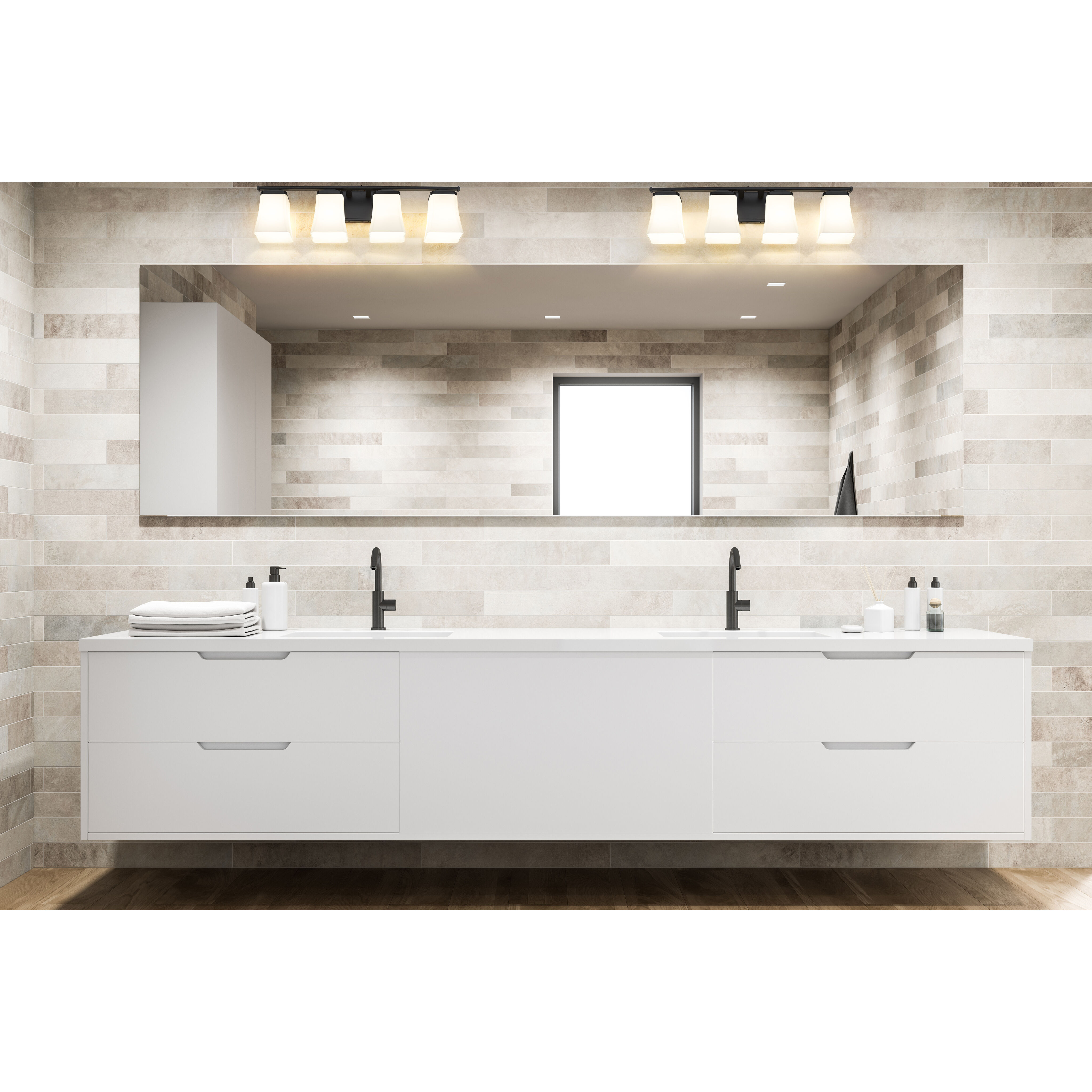 Darcy 4 Light 28 inch Matte Black Vanity Wall Light