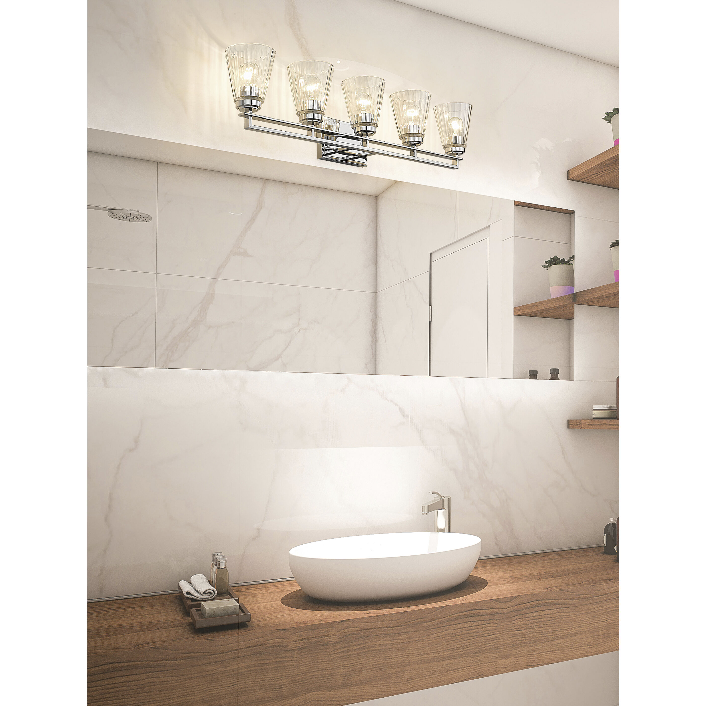 Lyna 5 Light 38.75 inch Chrome Vanity Wall Light