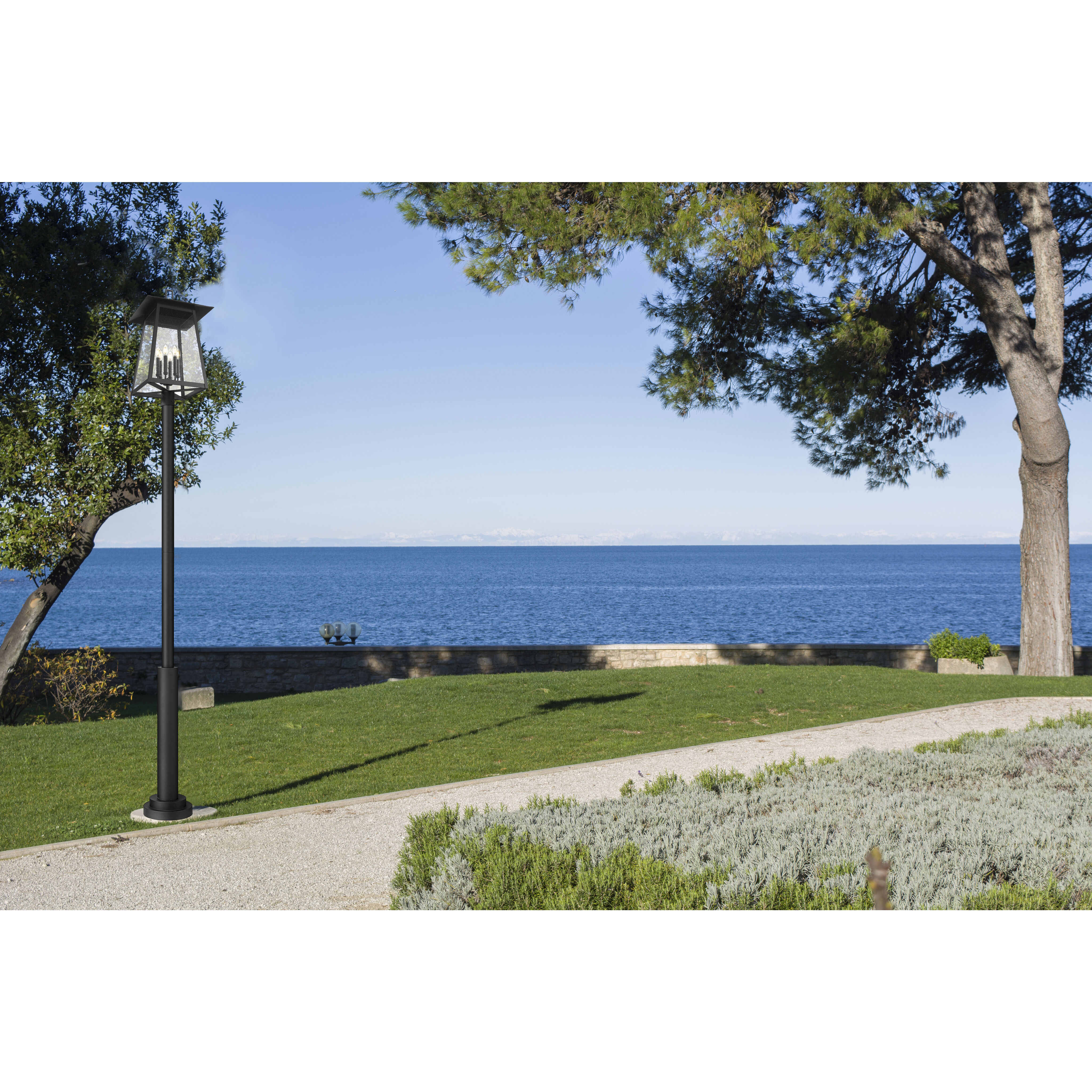 Rainer 6 Light 126 inch Black Outdoor Post Mounted Fixture in G9