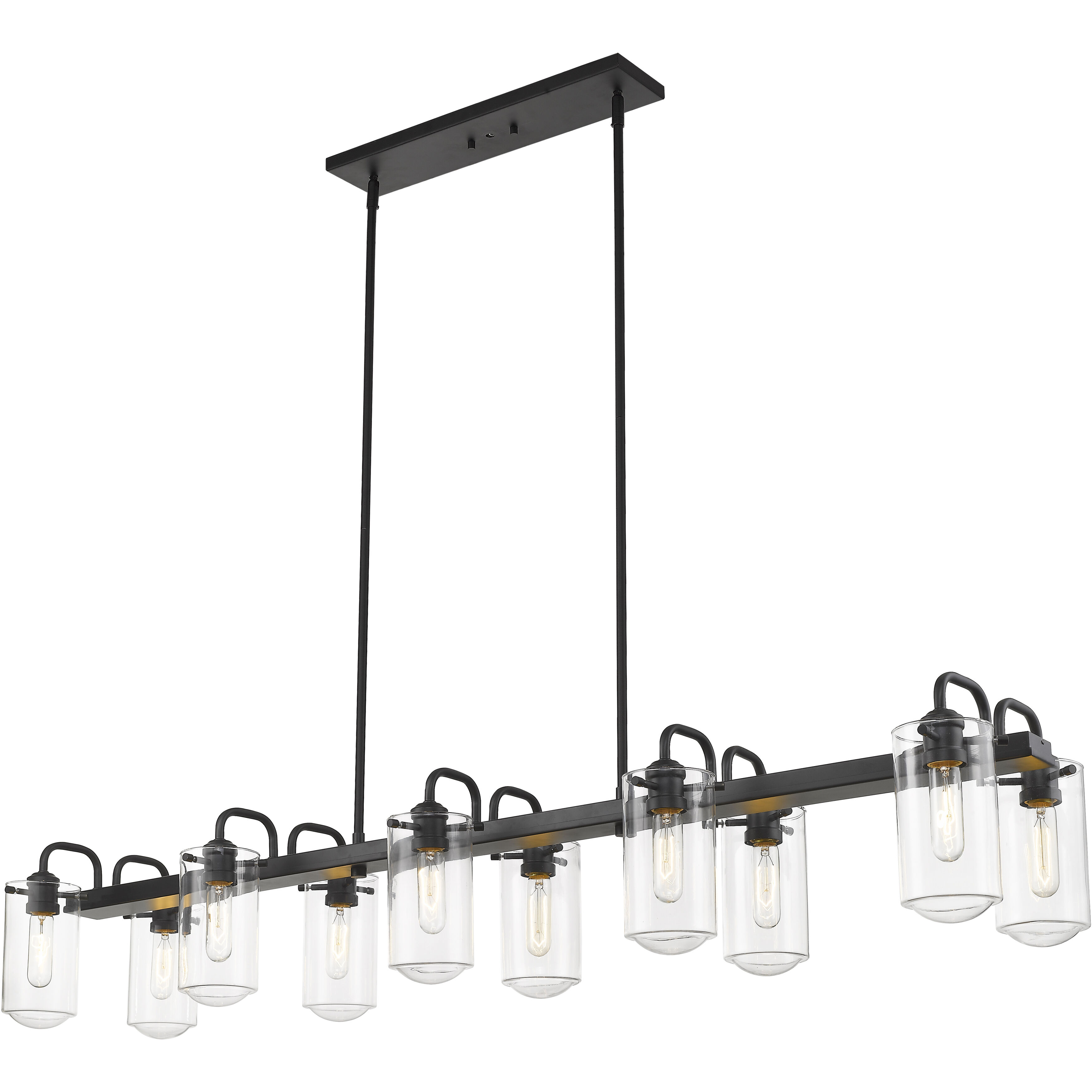 Delaney 10 Light 56 inch Matte Black Linear Chandelier Ceiling Light