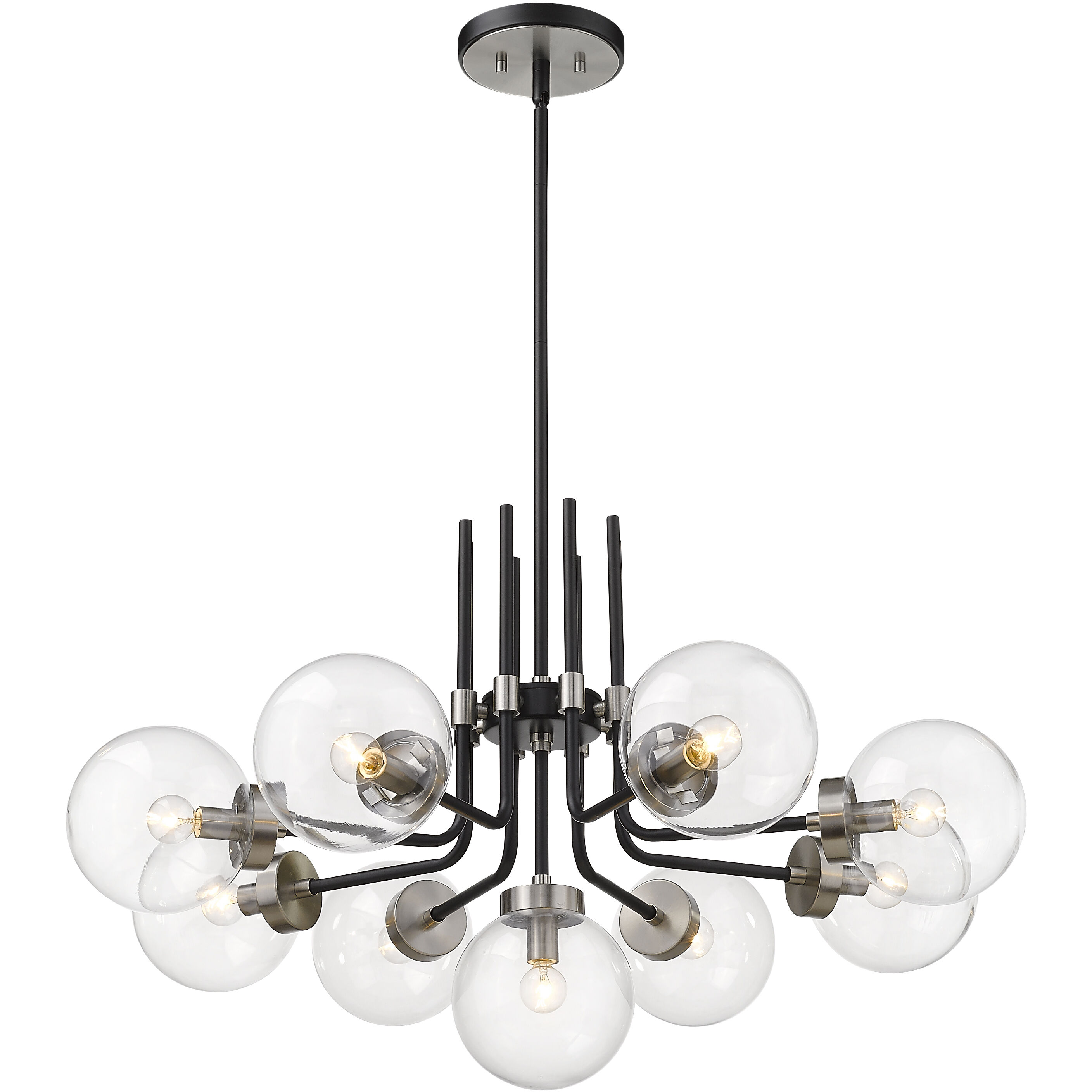 Parsons 9 Light 32 inch Matte Black and Brushed Nickel Chandelier Ceiling Light