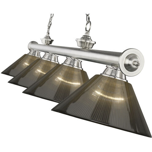Cordon 4 Light 81.25 inch Brushed Nickel Billiard Ceiling Light in Smoke Acrylic