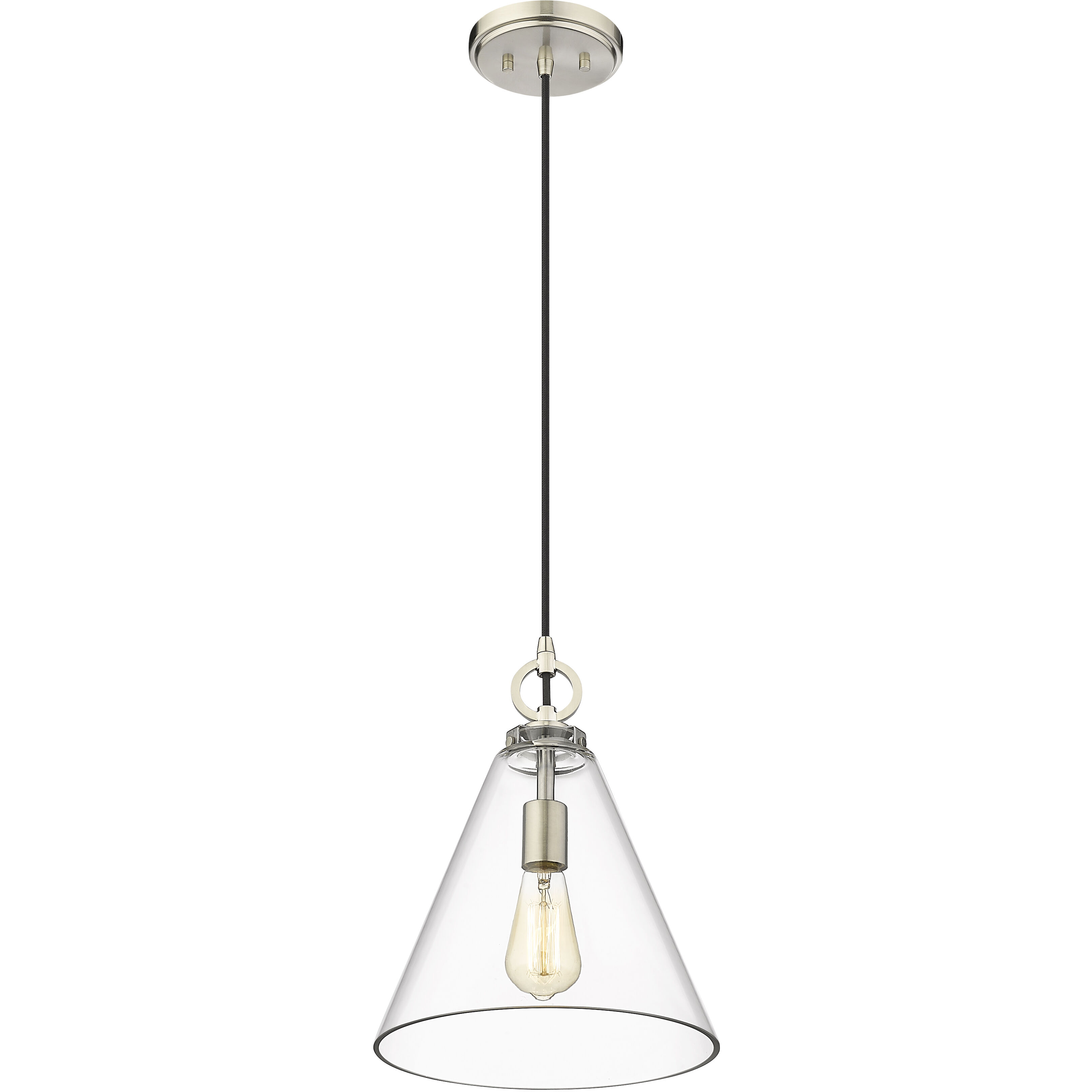 Harper 1 Light 11.5 inch Brushed Nickel Pendant Ceiling Light