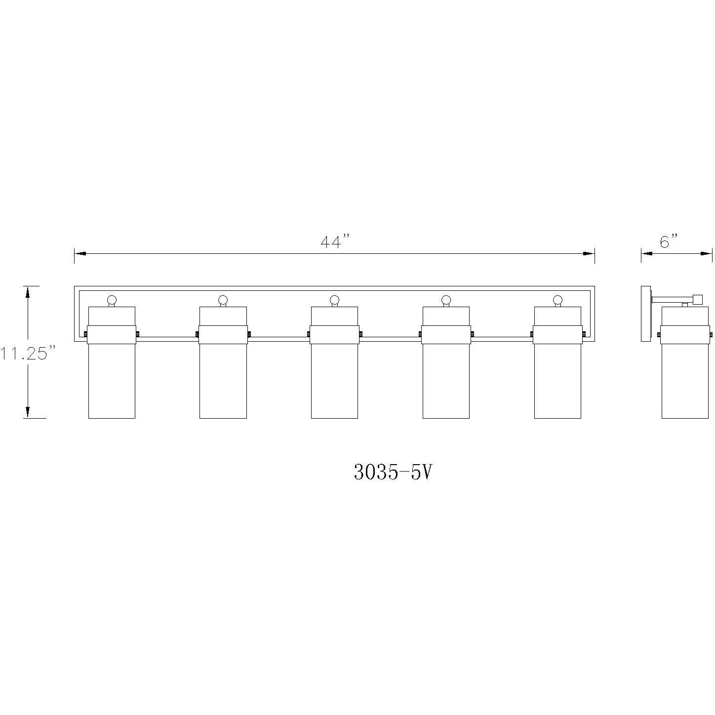 Fontaine 5 Light 44 inch Brushed Nickel Vanity Wall Light