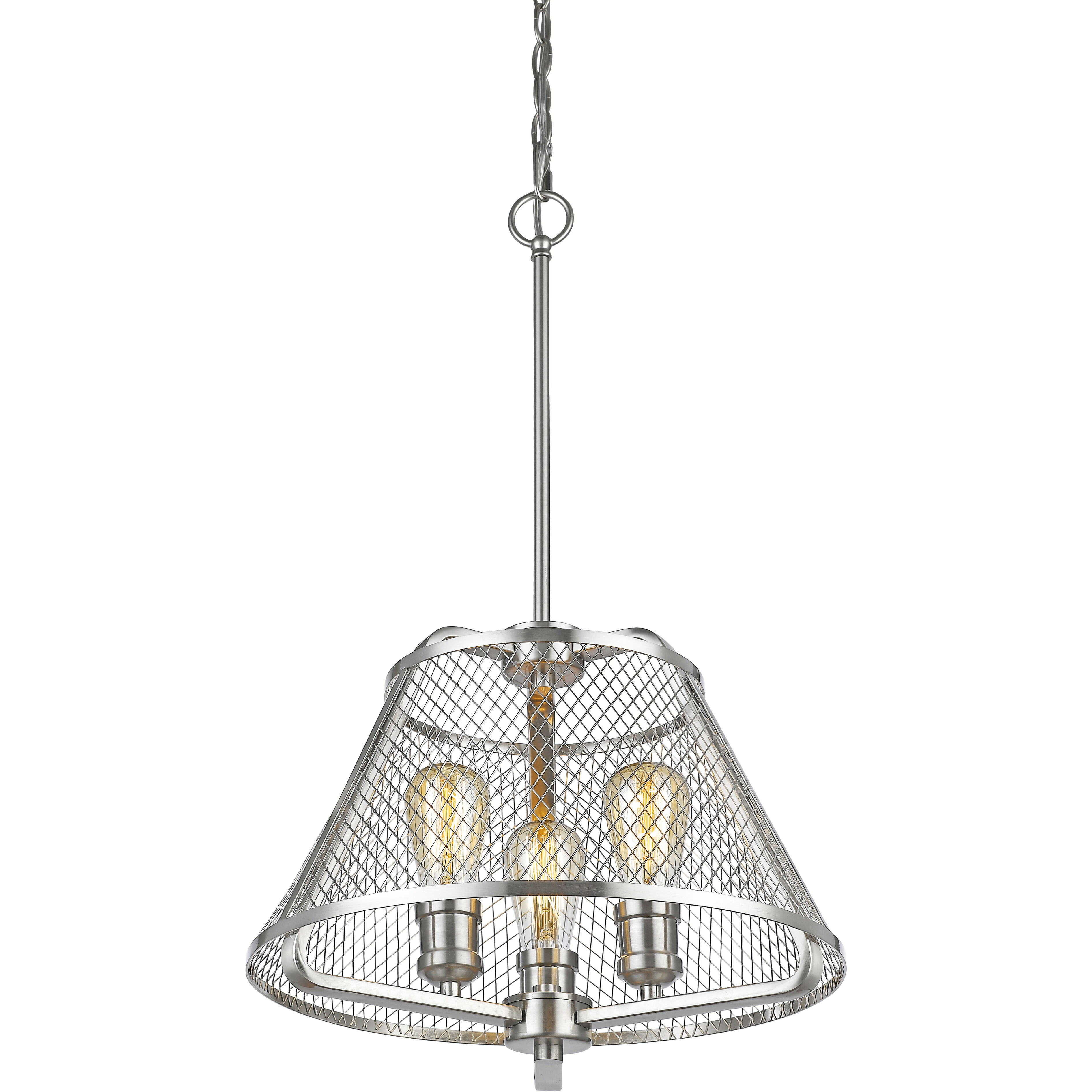 Iuka 3 Light 16 inch Brushed Nickel Pendant Ceiling Light in Brushed Nickel Steel