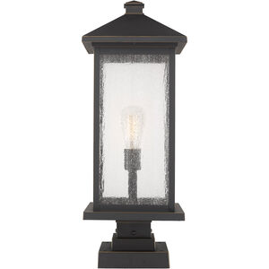 Portland 1 Light 25 inch Oil Rubbed Bronze Outdoor Pier Mounted Fixture in Clear Beveled Glass, 12.5