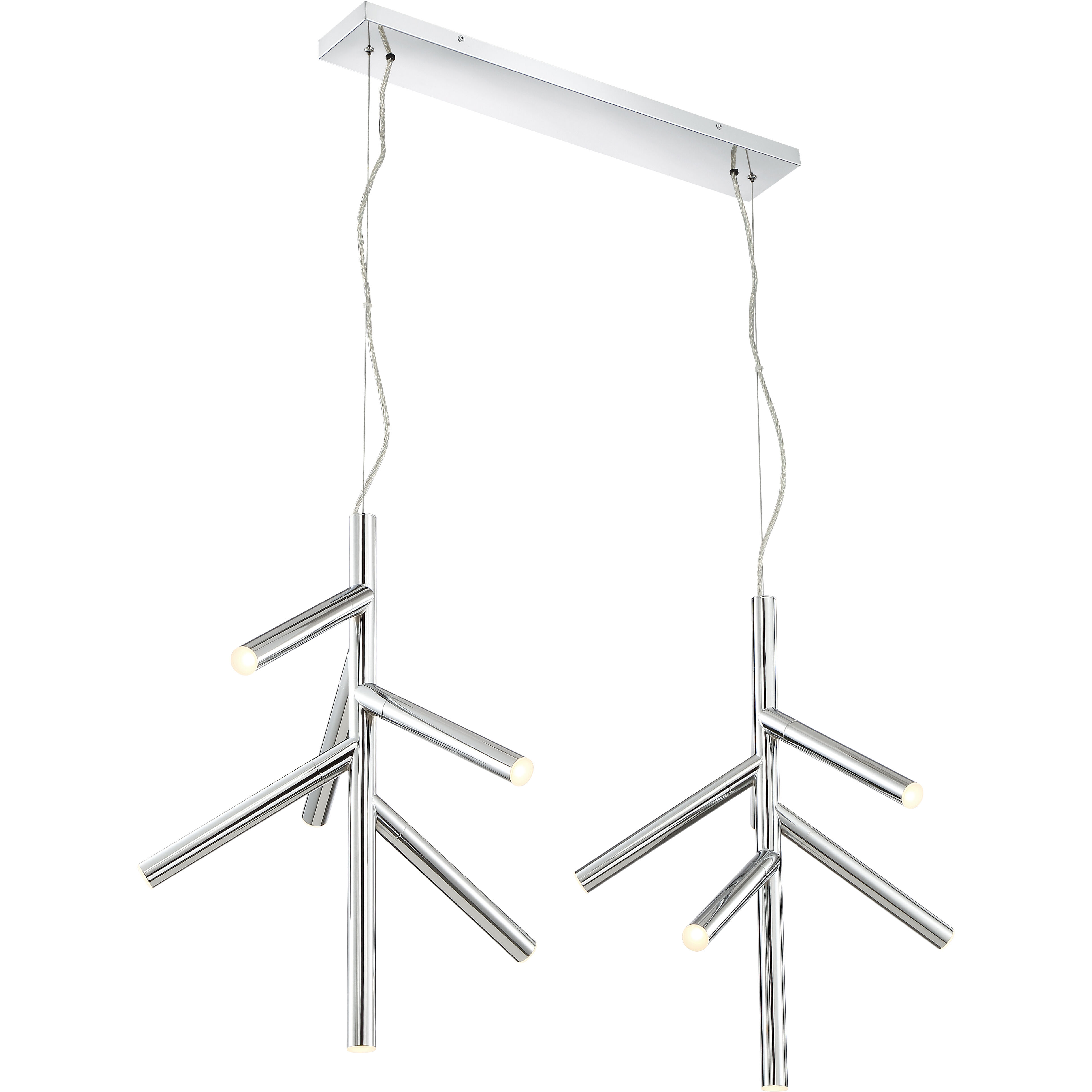 Forest LED 43.75 inch Chrome Linear Chandelier Ceiling Light in 12