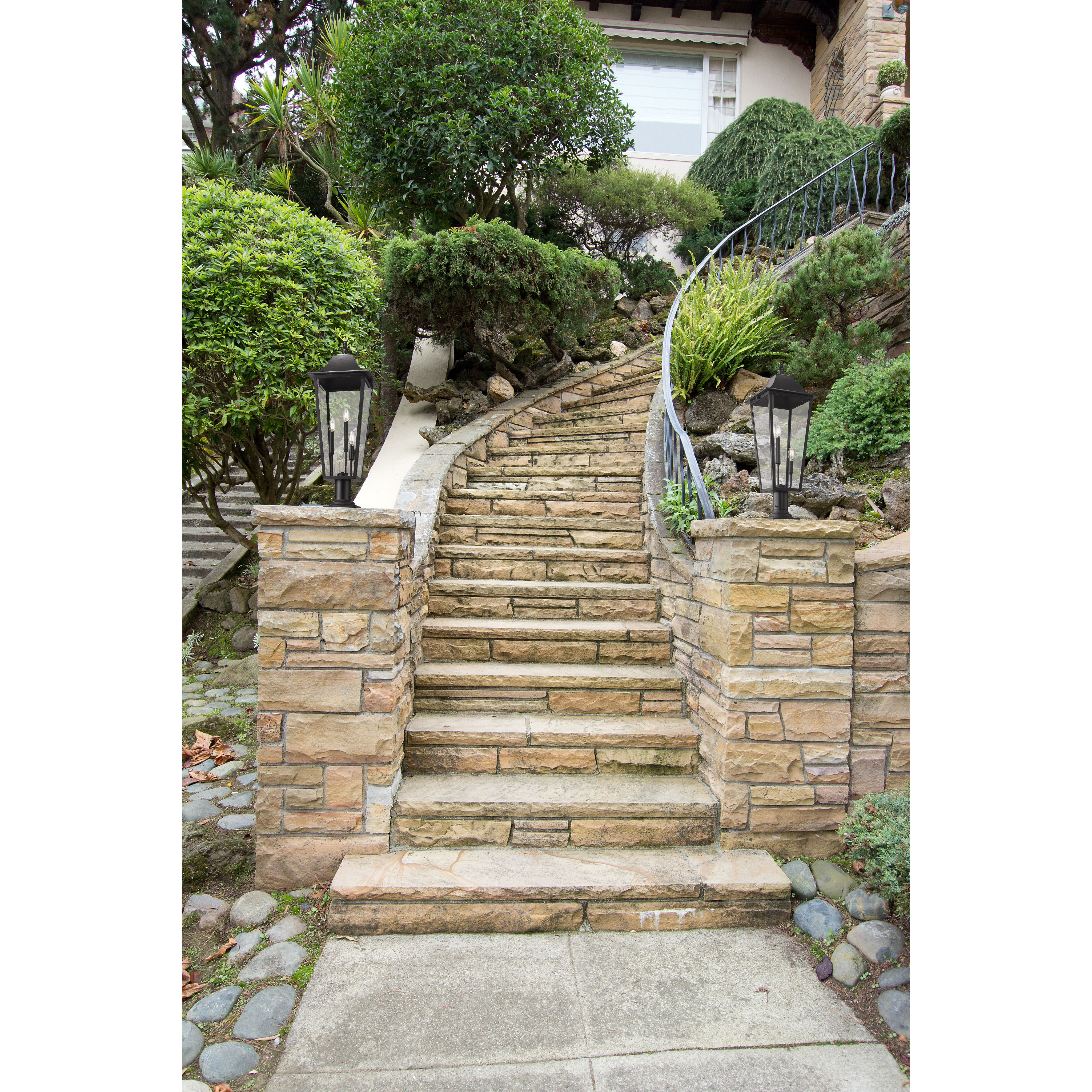 Gannon 3 Light 33.5 inch Black Outdoor Pier Mounted Fixture in G9