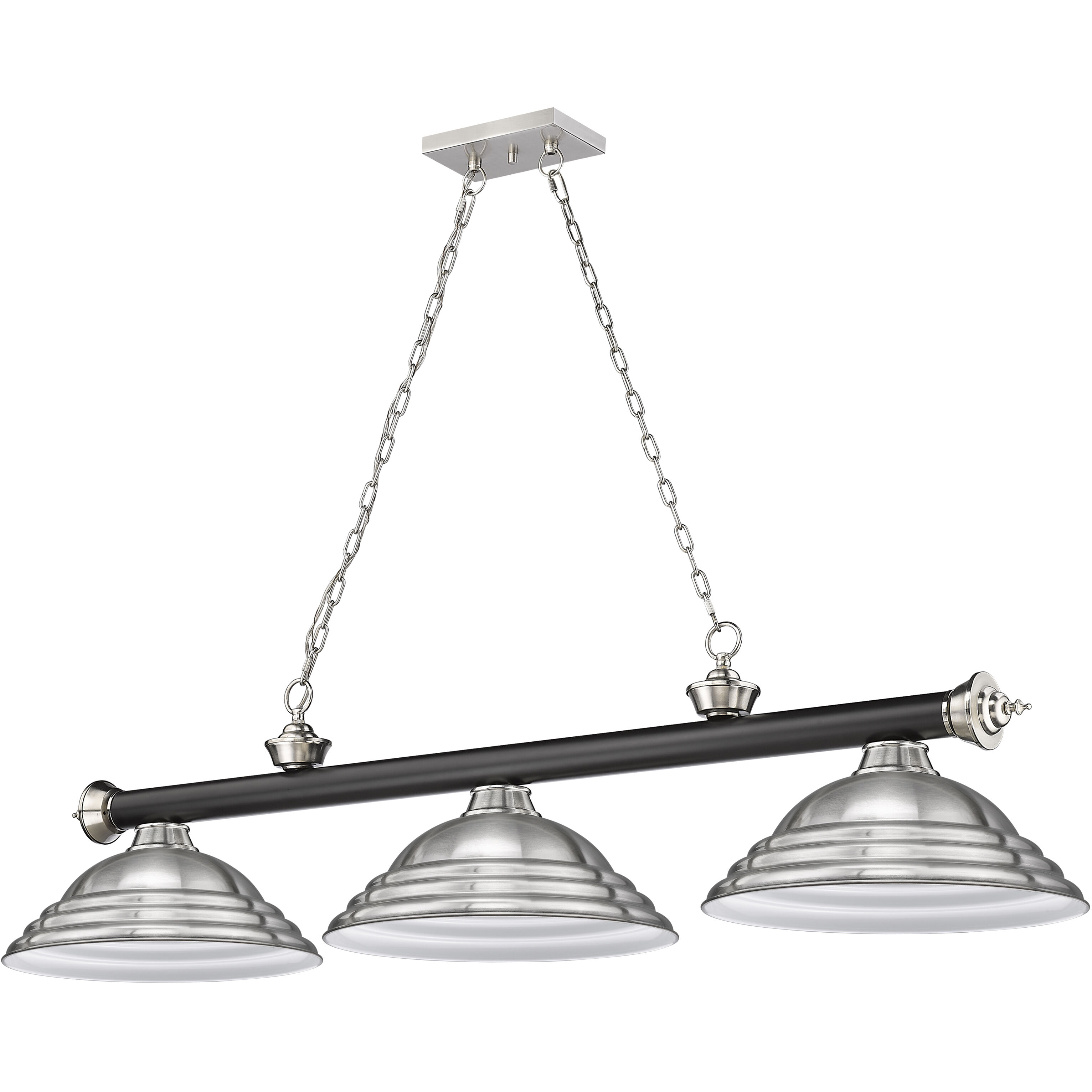 Cordon 3 Light 58 inch Matte Black and Brushed Nickel Billiard Ceiling Light in Brushed Nickel Steel
