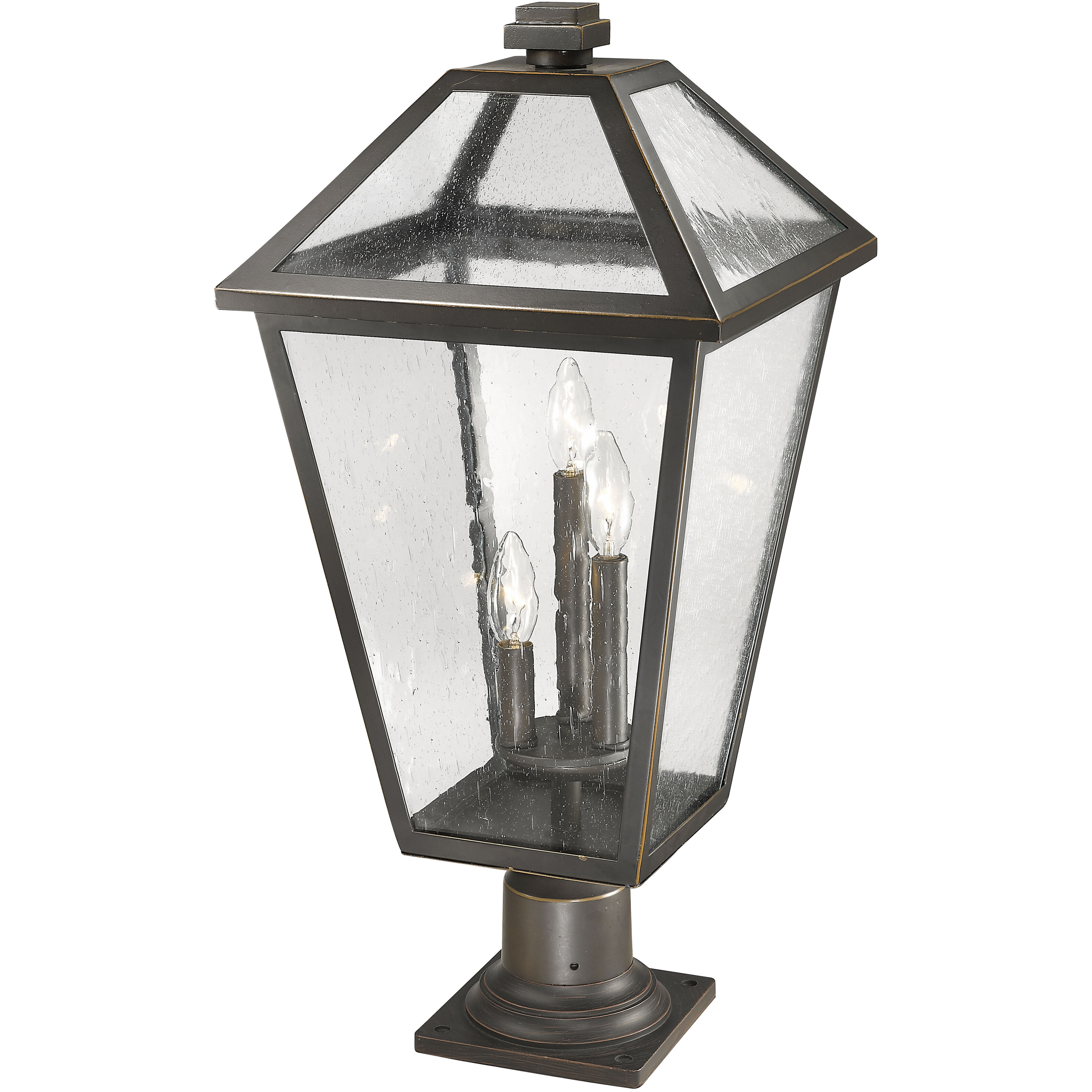 Talbot 3 Light 25.75 inch Oil Rubbed Bronze Outdoor Pier Mounted Fixture in Seedy Glass