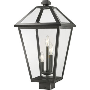 Talbot 3 Light 22 inch Black Outdoor Post Mount Fixture in Clear Beveled Glass