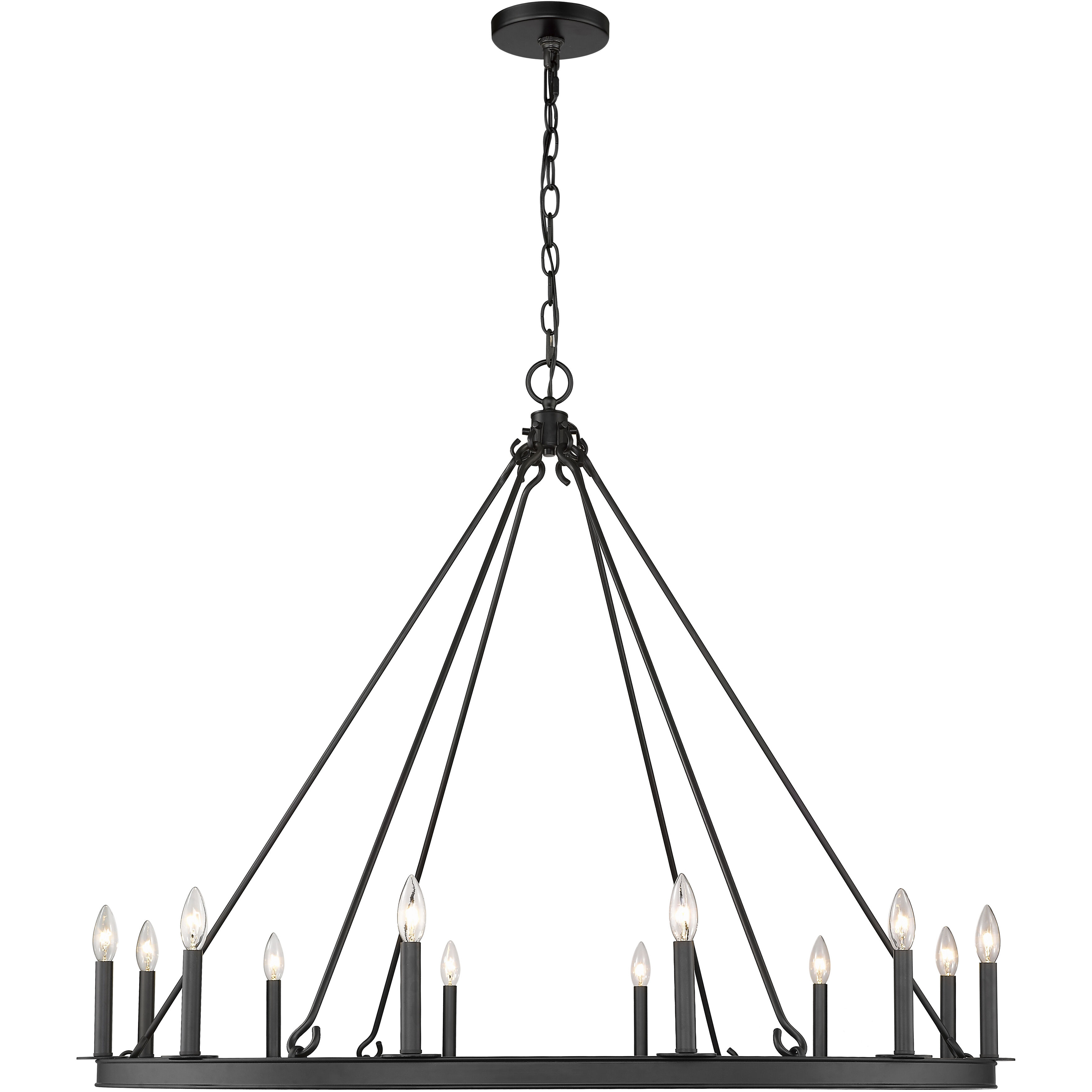 Barclay 12 Light 48 inch Matte Black Chandelier Ceiling Light