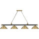 Cordon 4 Light 81.75 inch Matte Black and Rubbed Brass Billiard Ceiling Light in Rubbed Brass Metal