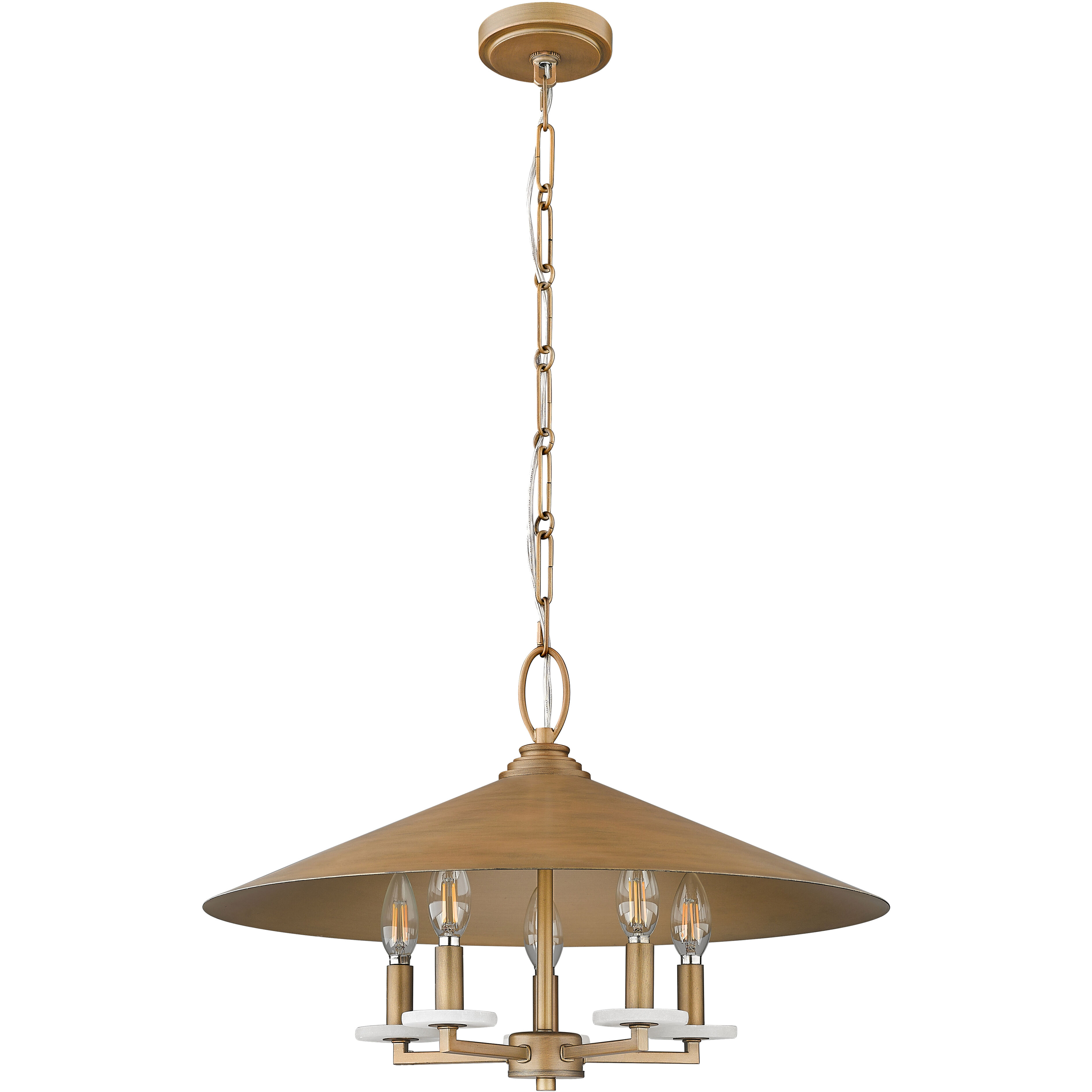 Rialto 5 Light 22 inch Signature Gold Pendant Ceiling Light