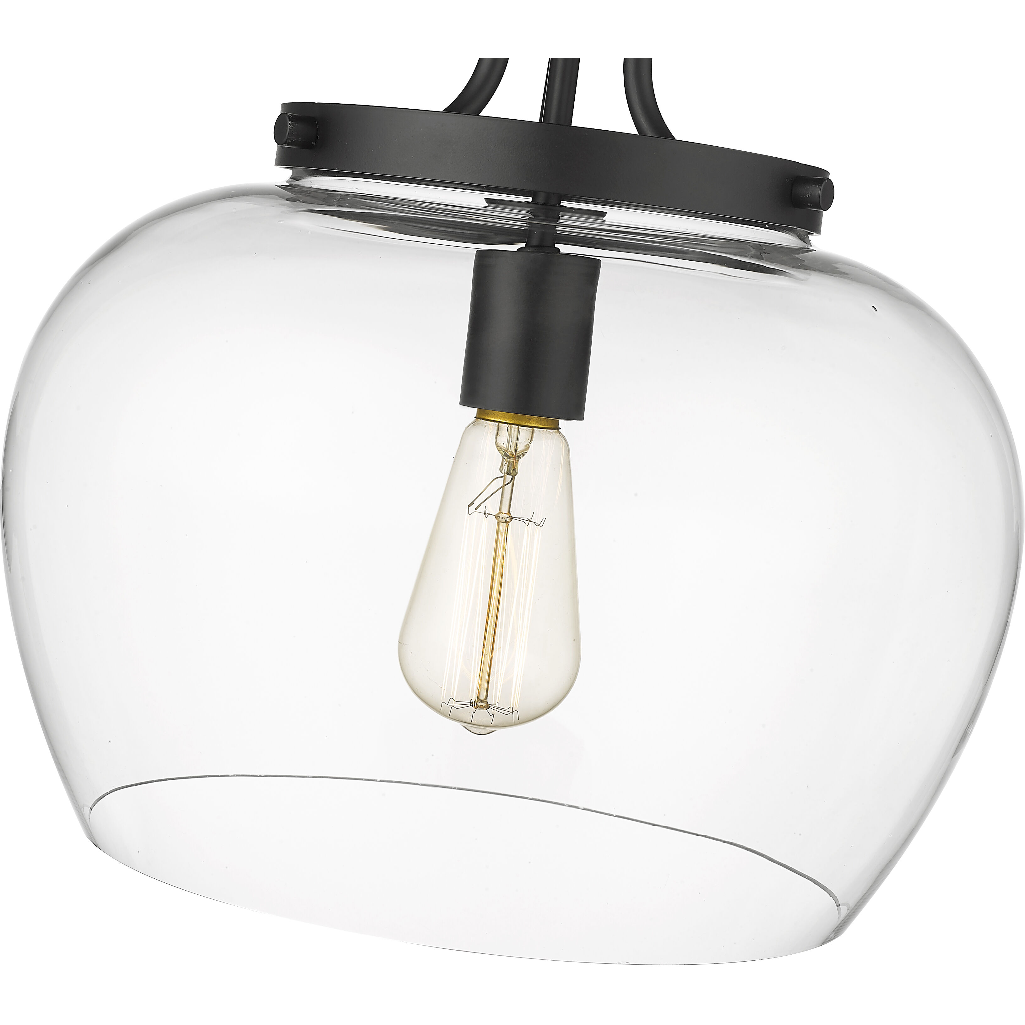 Joliet 1 Light 13 inch Matte Black Semi Flush Mount Ceiling Light