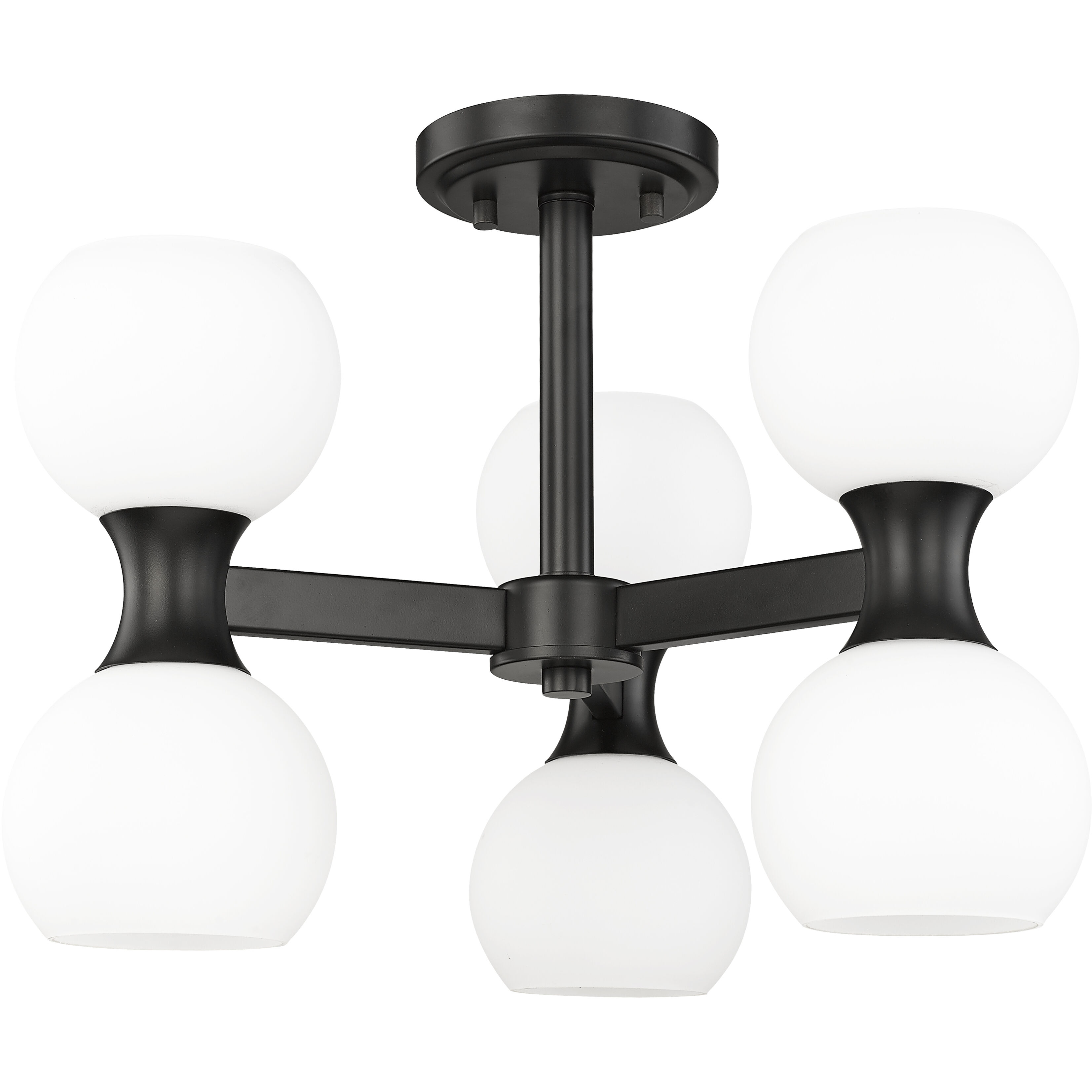 Artemis 6 Light 18 inch Matte Black Semi Flush Mount Ceiling Light