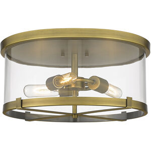 Callista 3 Light 16.5 inch Rubbed Brass Flush Mount Ceiling Light